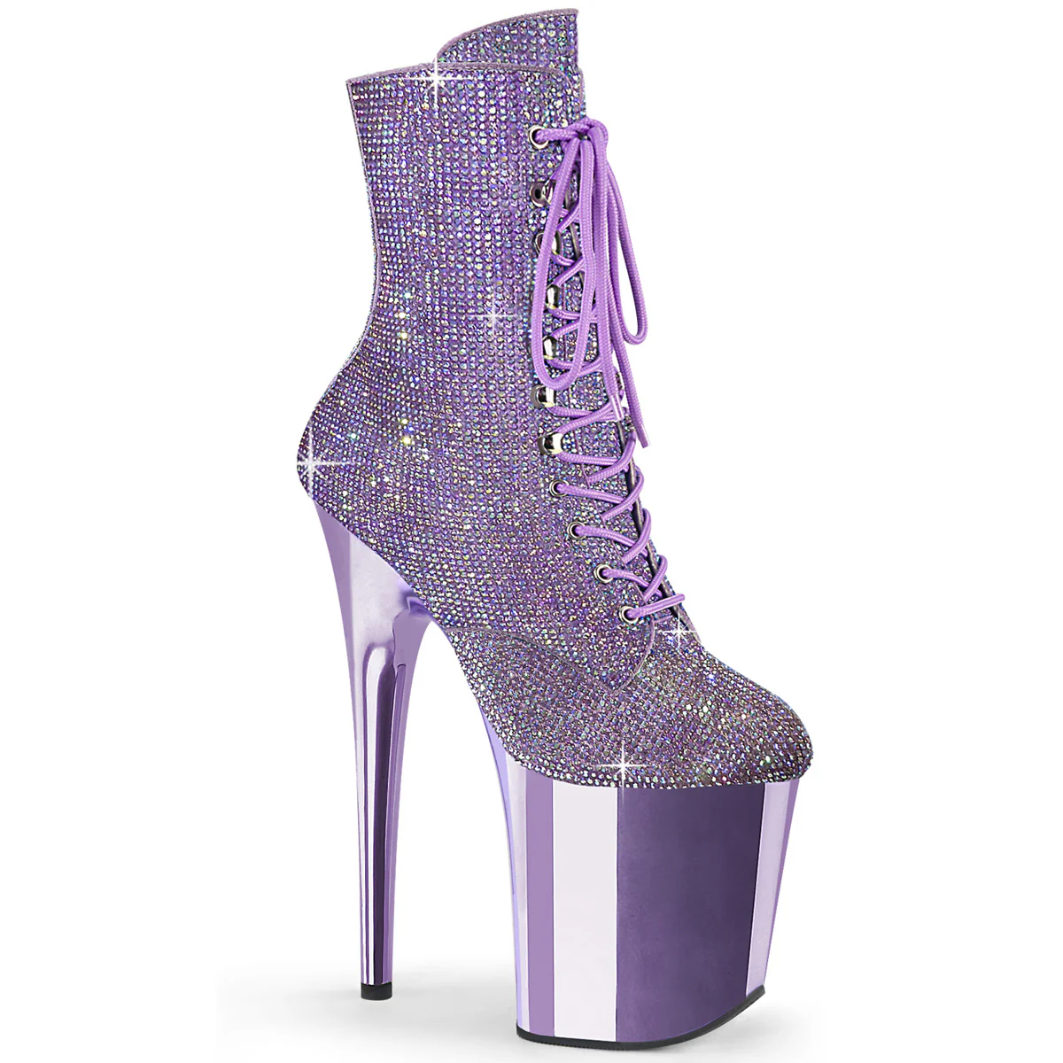 Lavender 8 Inch Statement High Ankle Boots -  Pleaser FLAMINGO-1020CHRS