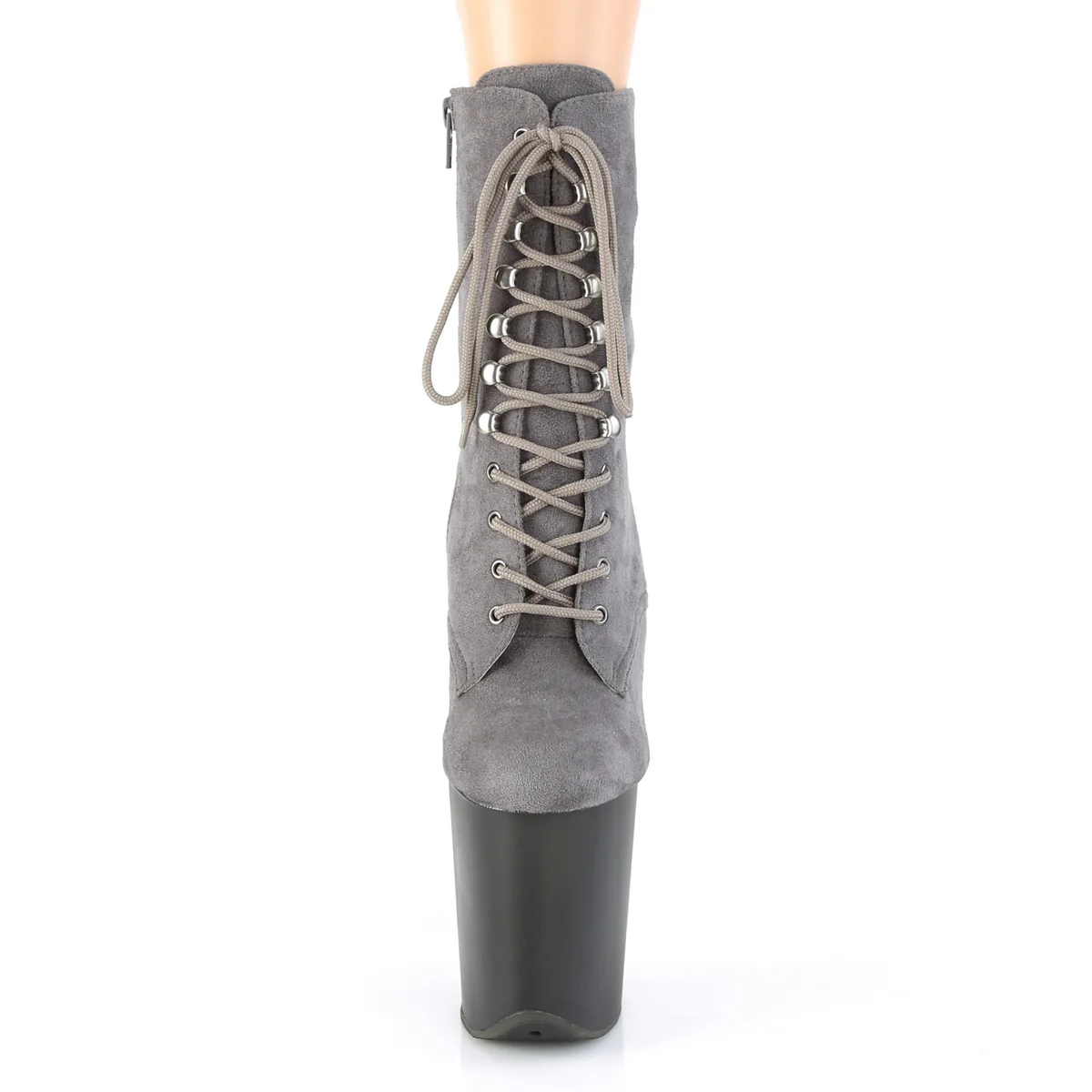 Grey Faux Suede 8 Inch Exotic Dancer Ankle Boots -  Pleaser FLAMINGO-1020FST - Image 2