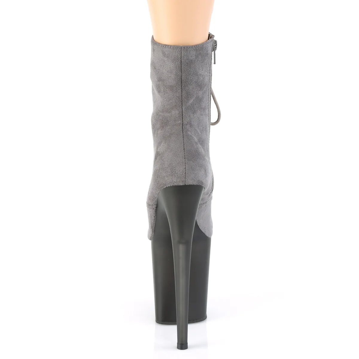 Grey Faux Suede 8 Inch Exotic Dancer Ankle Boots -  Pleaser FLAMINGO-1020FST - Image 4