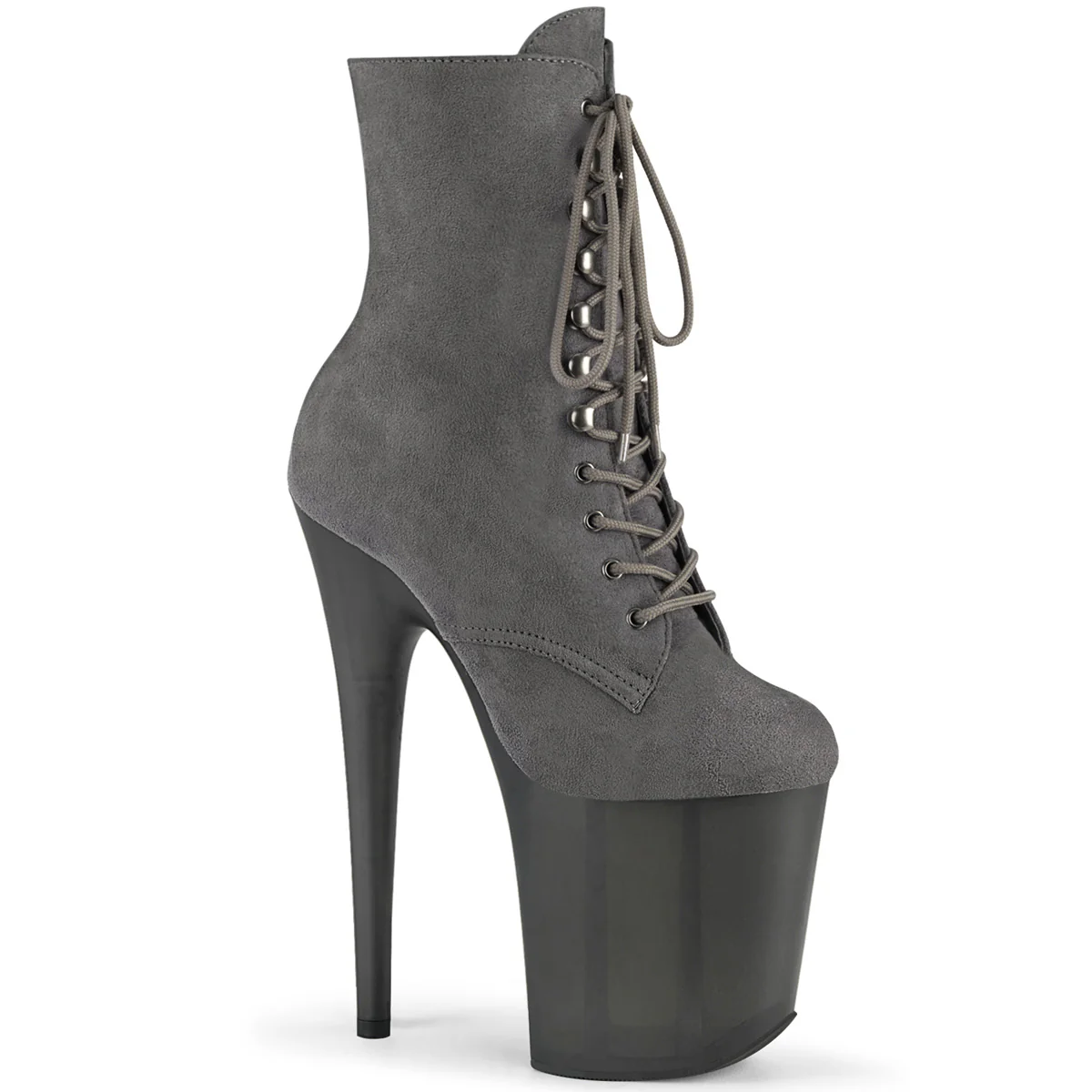 Grey Faux Suede 8 Inch Exotic Dancer Ankle Boots -  Pleaser FLAMINGO-1020FST - Image 6