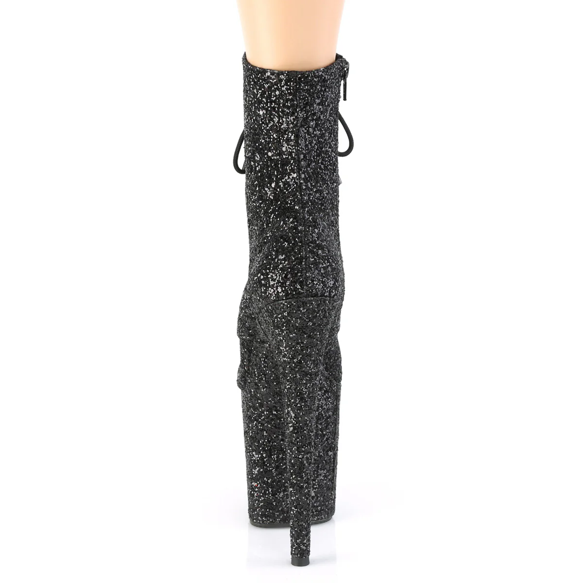 Black Glitter 8 Inch Pole Dance Ankle Boots -  Pleaser FLAMINGO-1020GWR - Image 4