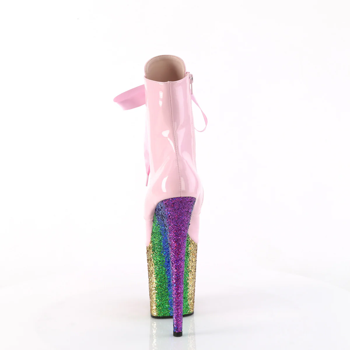 Baby Pink Holo 8 Inch Pole Dance Ankle Boots -  Pleaser FLAMINGO-1020HG - Image 4