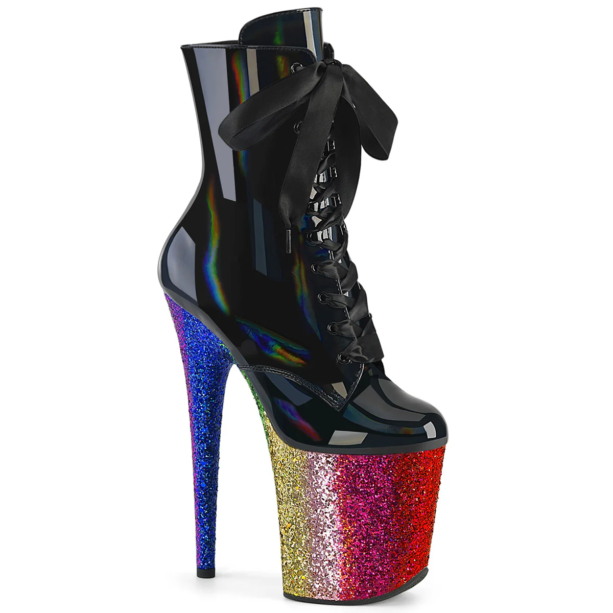 Black 8 Inch Dancer Platform Ankle Boots -  Pleaser FLAMINGO-1020HG