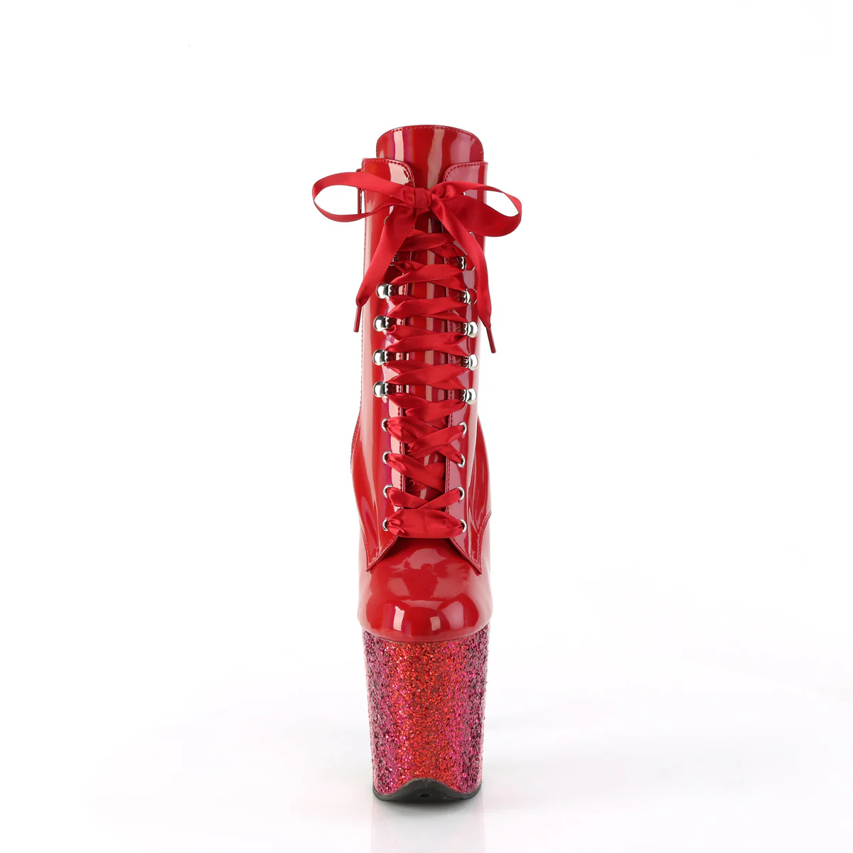 Red Holo 8 Inch Pole Dance Ankle Boots - Pleaser FLAMINGO-1020HG - Image 2