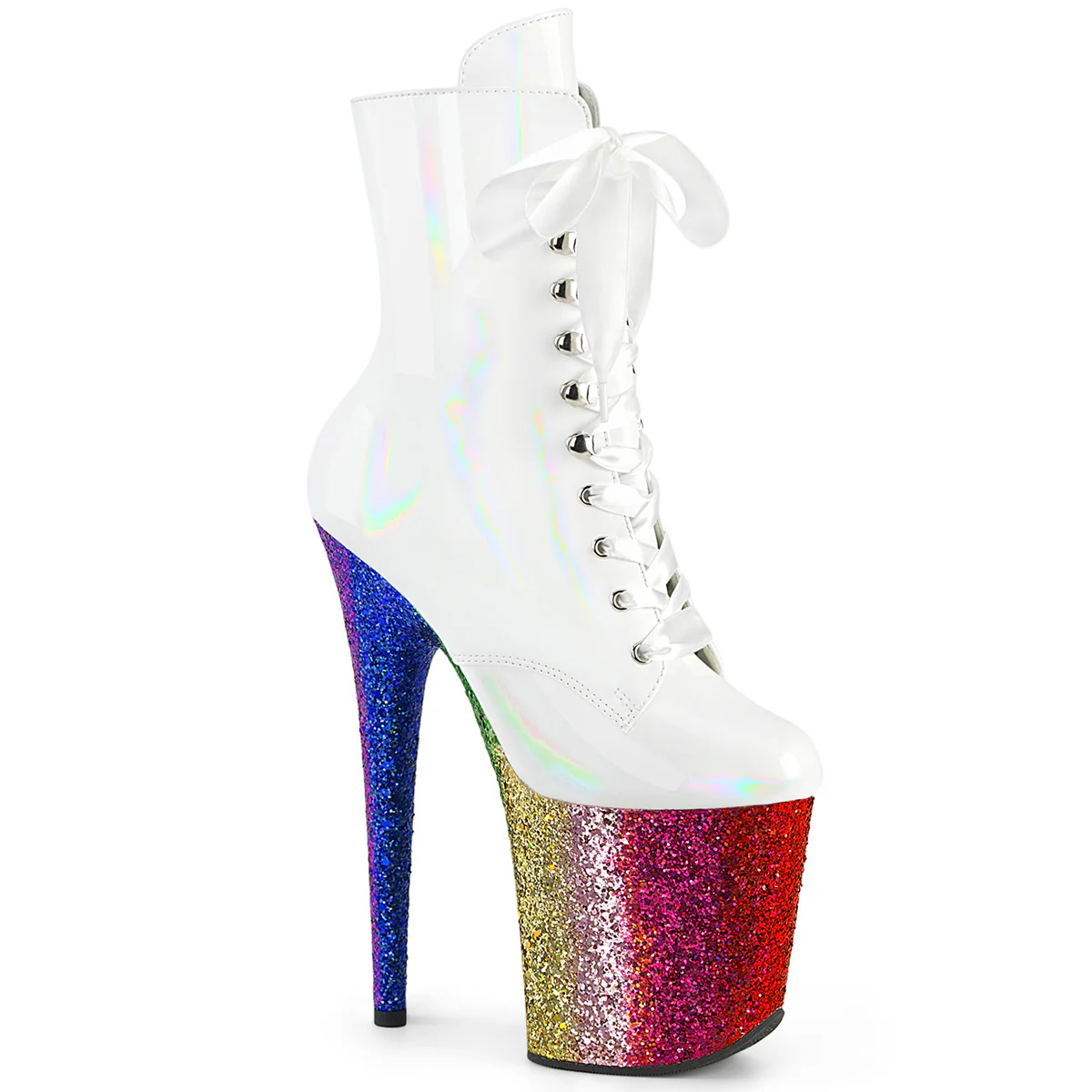 White 8 Inch Statement High Ankle Boots - Pleaser FLAMINGO-1020HG