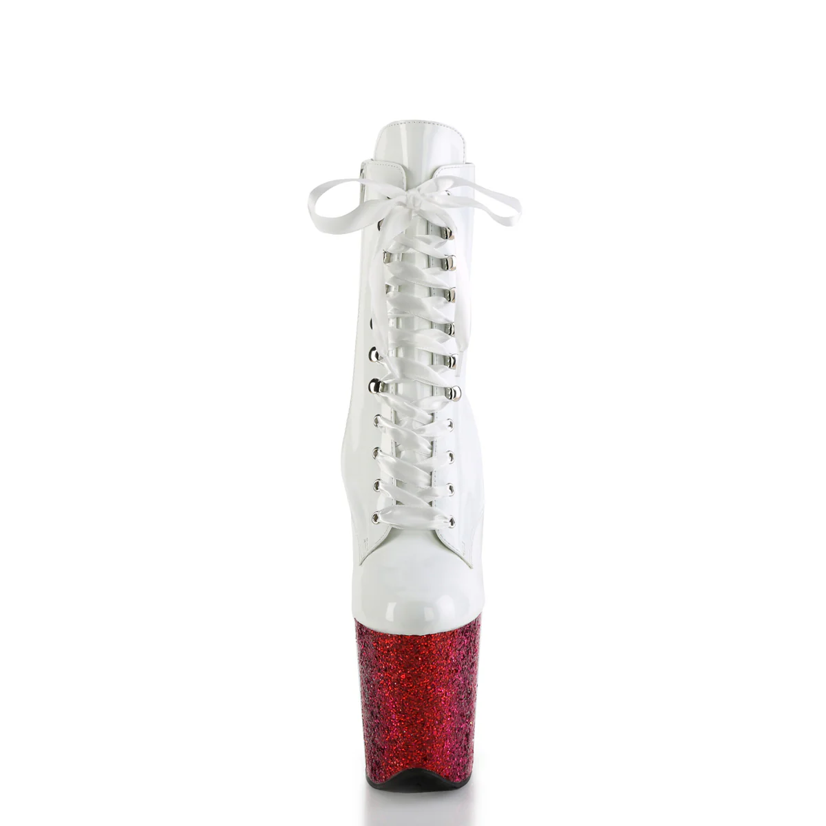 White 8 Inch Statement High Ankle Boots - Pleaser FLAMINGO-1020HG - Image 2
