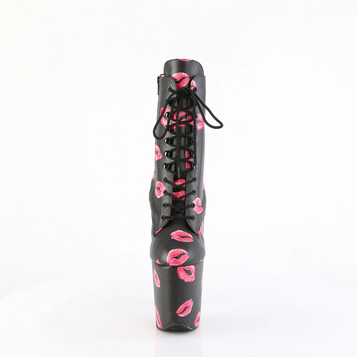 Black 8 Inch Pole Heels Ankle Boots - Pleaser FLAMINGO-1020KISSES - Image 2