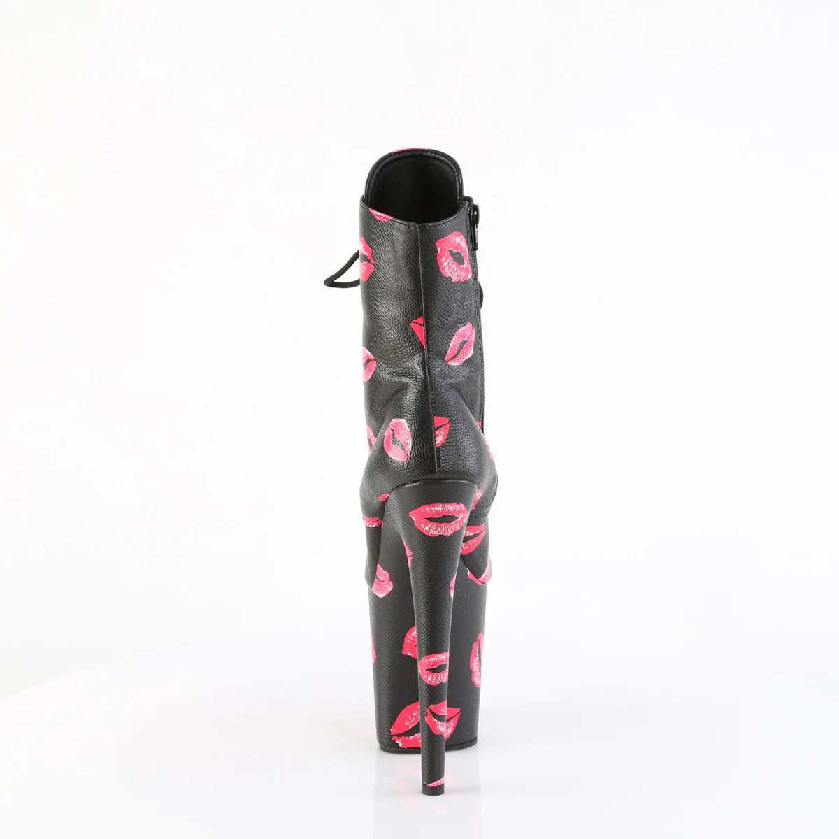 Black 8 Inch Pole Heels Ankle Boots - Pleaser FLAMINGO-1020KISSES - Image 4