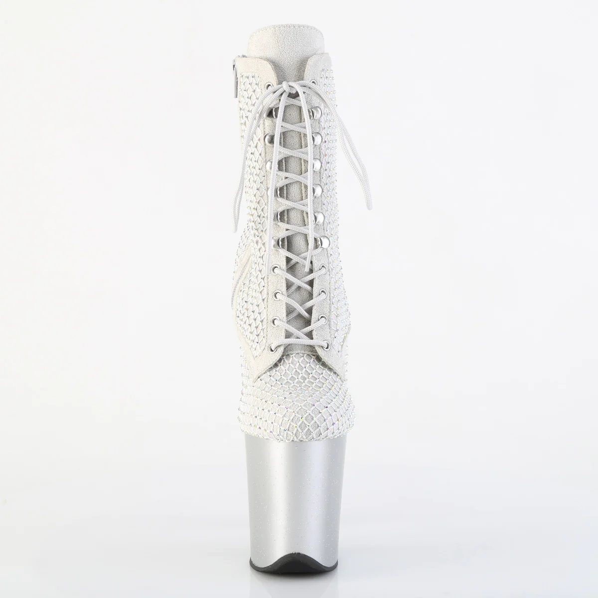 Silver 8 Inch Exotic Dancing Ankle Boots -  Pleaser FLAMINGO-1020RM - Image 2