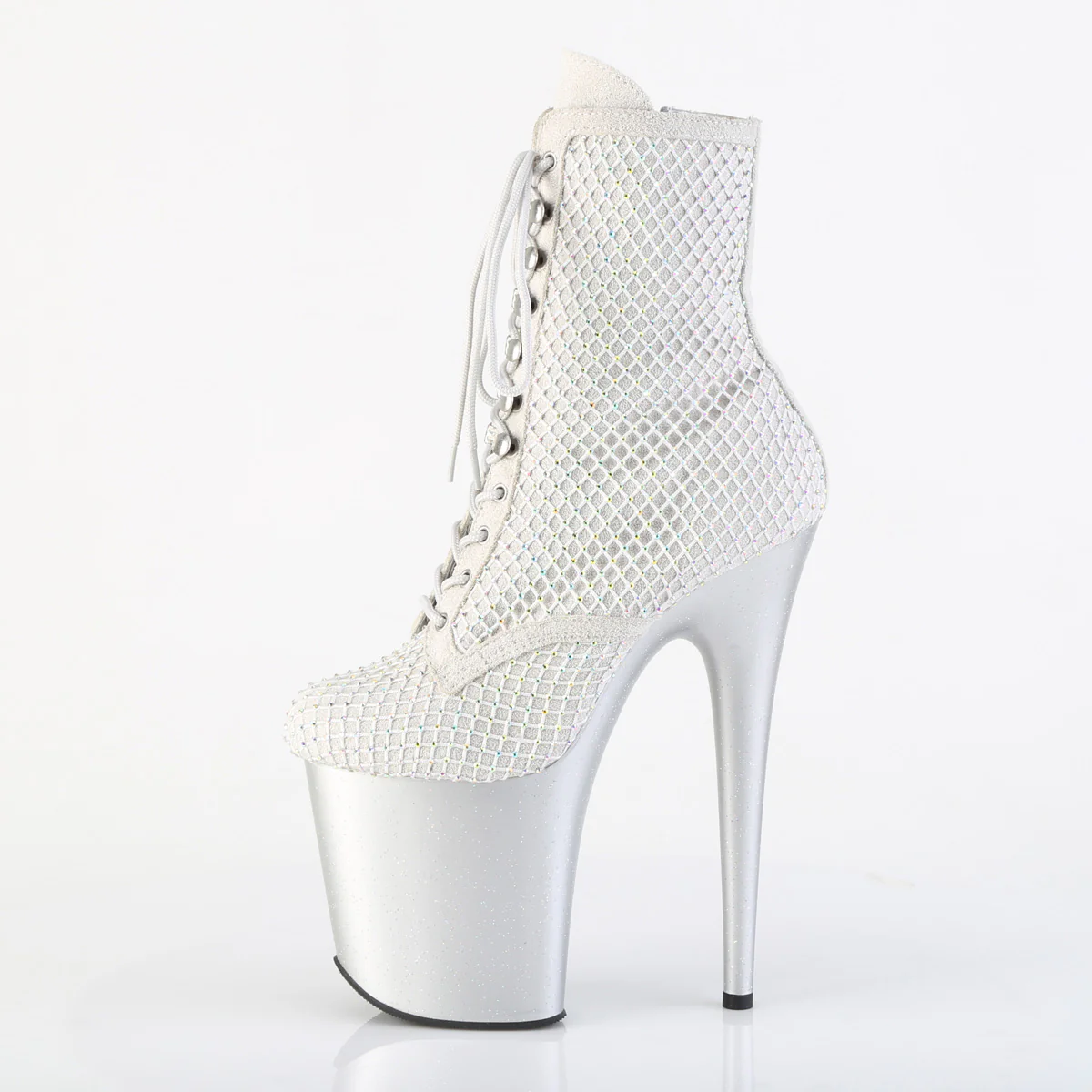 Silver 8 Inch Exotic Dancing Ankle Boots -  Pleaser FLAMINGO-1020RM - Image 3