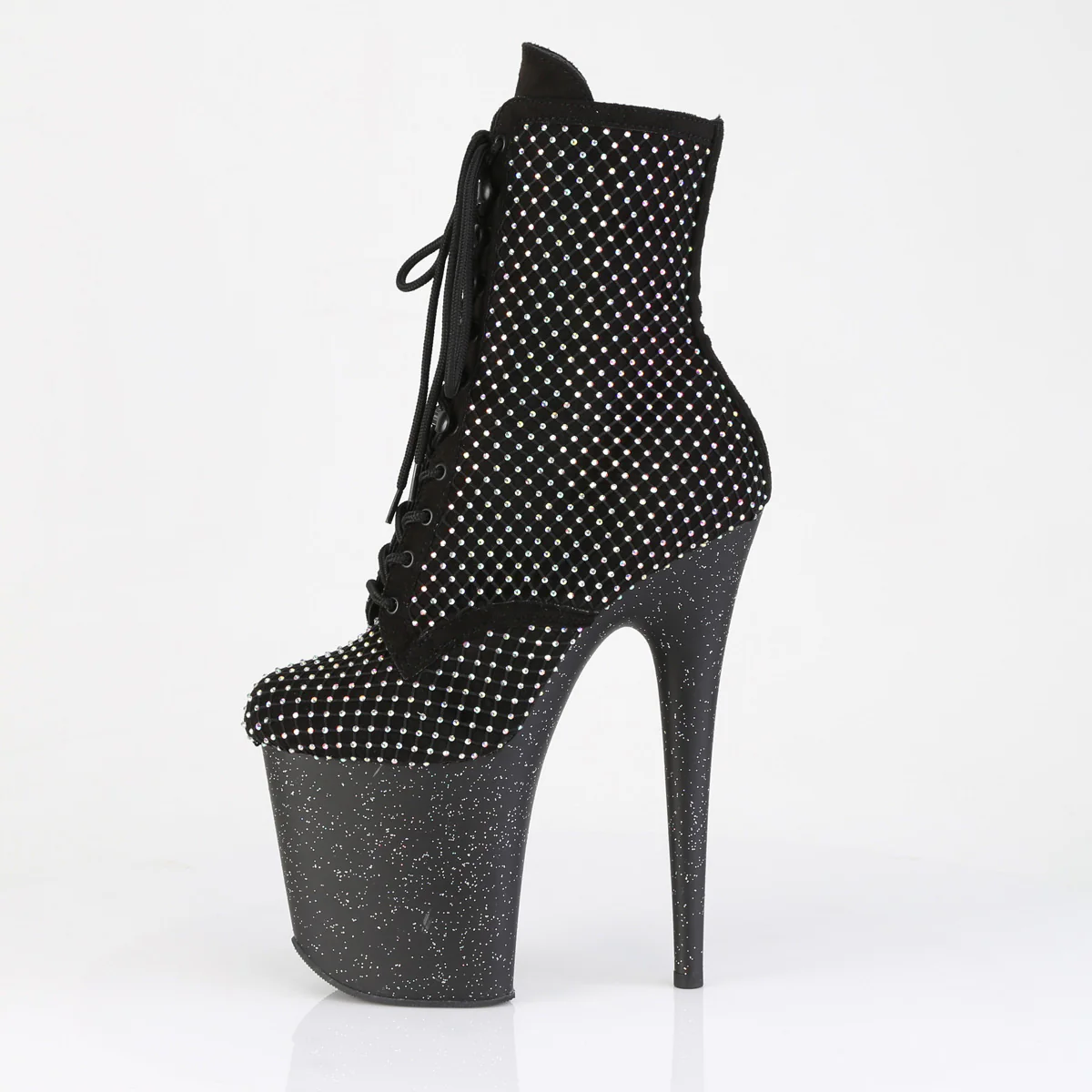 Black 8 Inch Pole Dance Ankle Boots -  Pleaser FLAMINGO-1020RM - Image 3