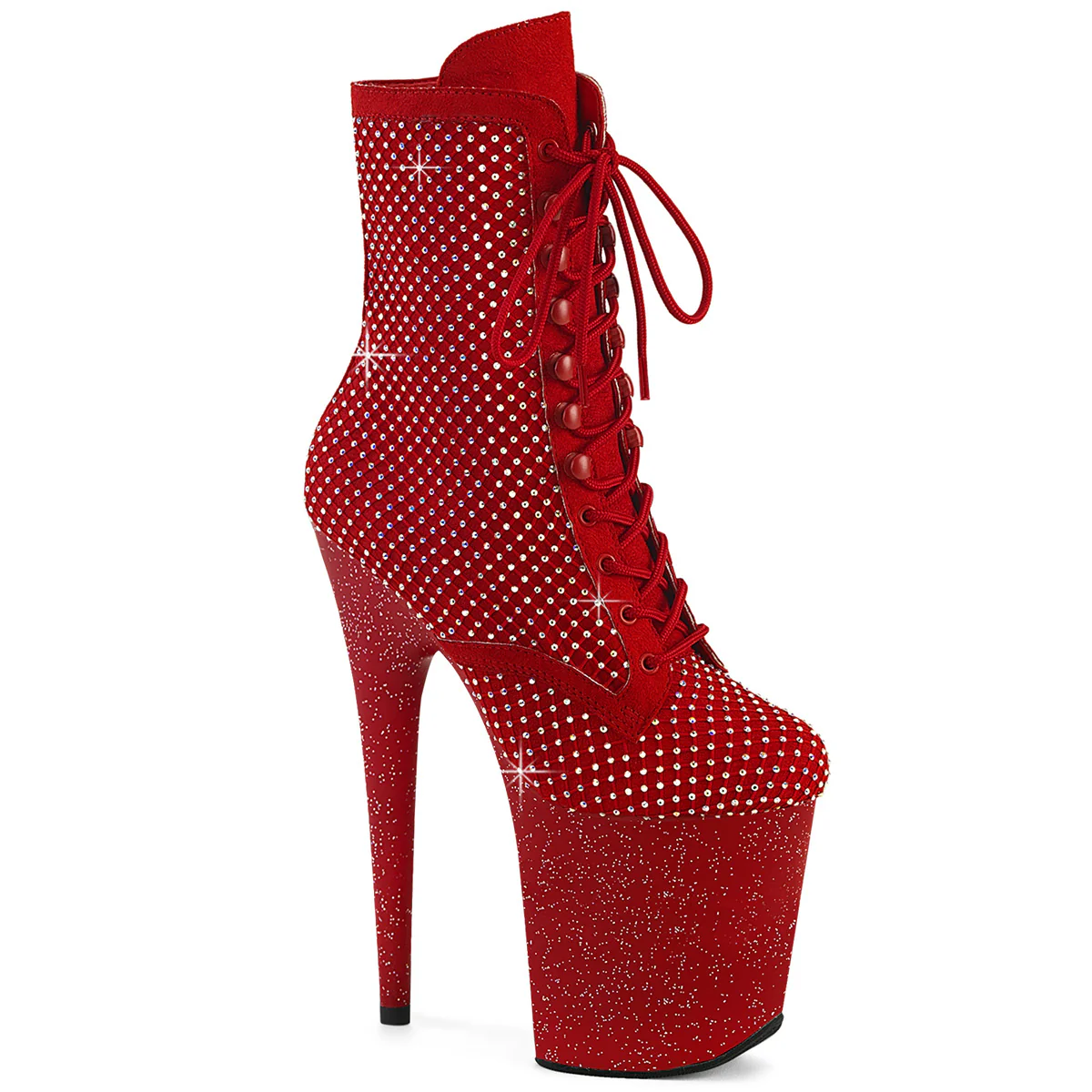 Red 8 Inch Exotic Dance Ankle Boots - Pleaser FLAMINGO-1020RM