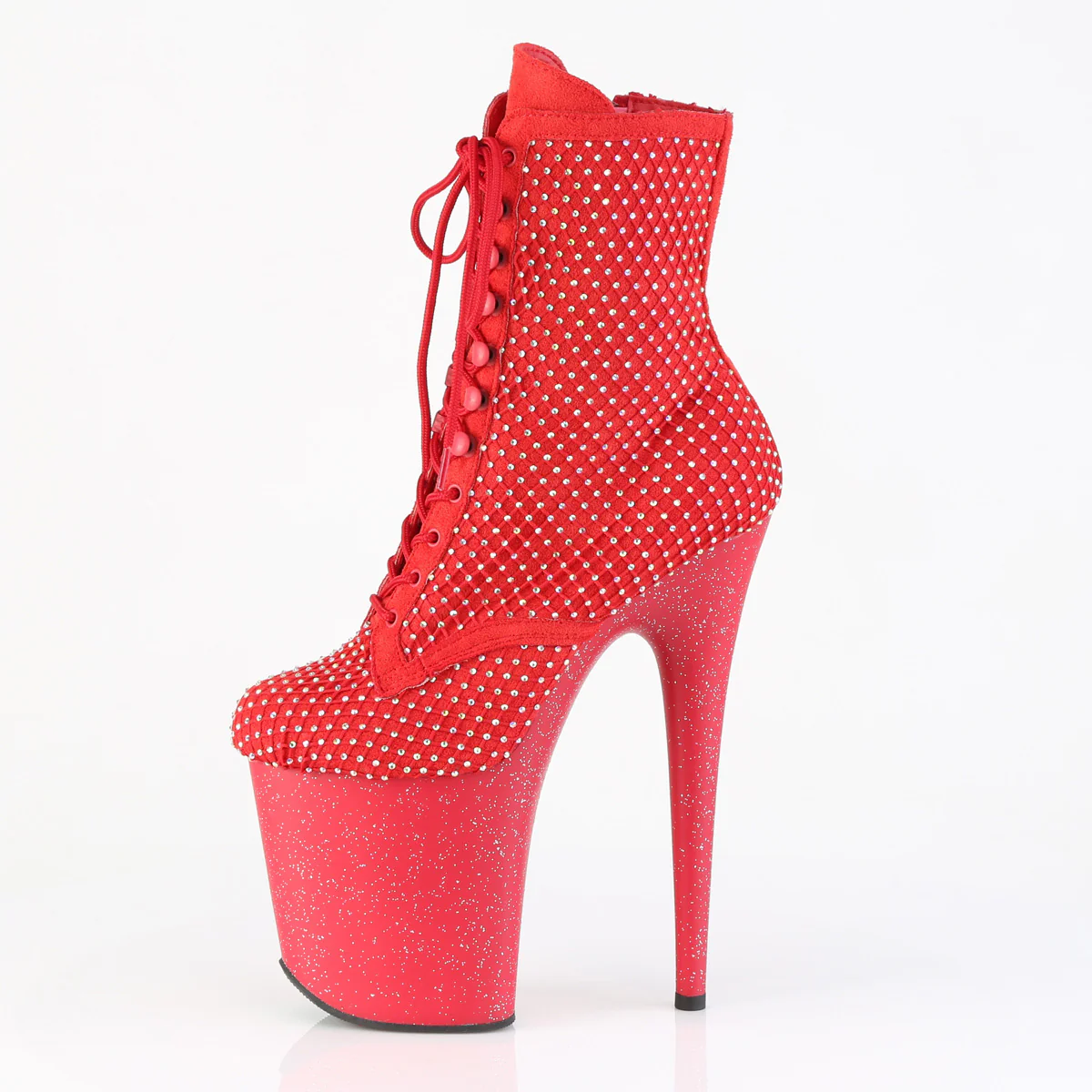 Red 8 Inch Exotic Dance Ankle Boots - Pleaser FLAMINGO-1020RM - Image 3
