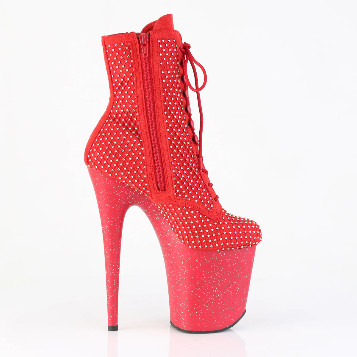 Red 8 Inch Exotic Dance Ankle Boots - Pleaser FLAMINGO-1020RM - Image 5
