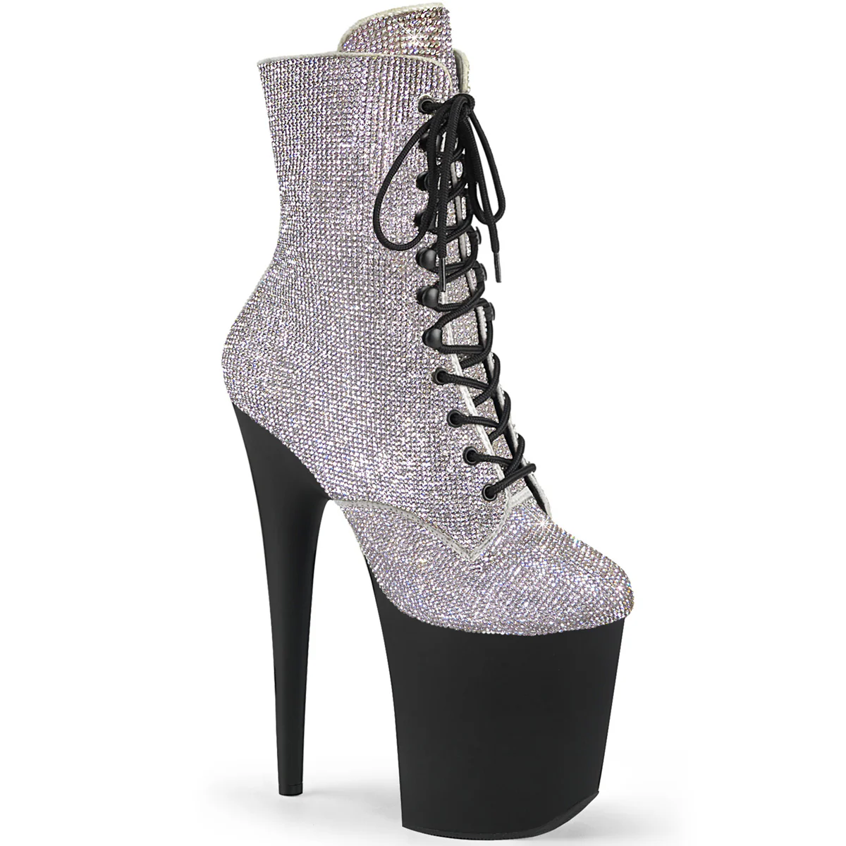 Silver 8 Inch Glamour Models Ankle Boots - Pleaser FLAMINGO-1020RS