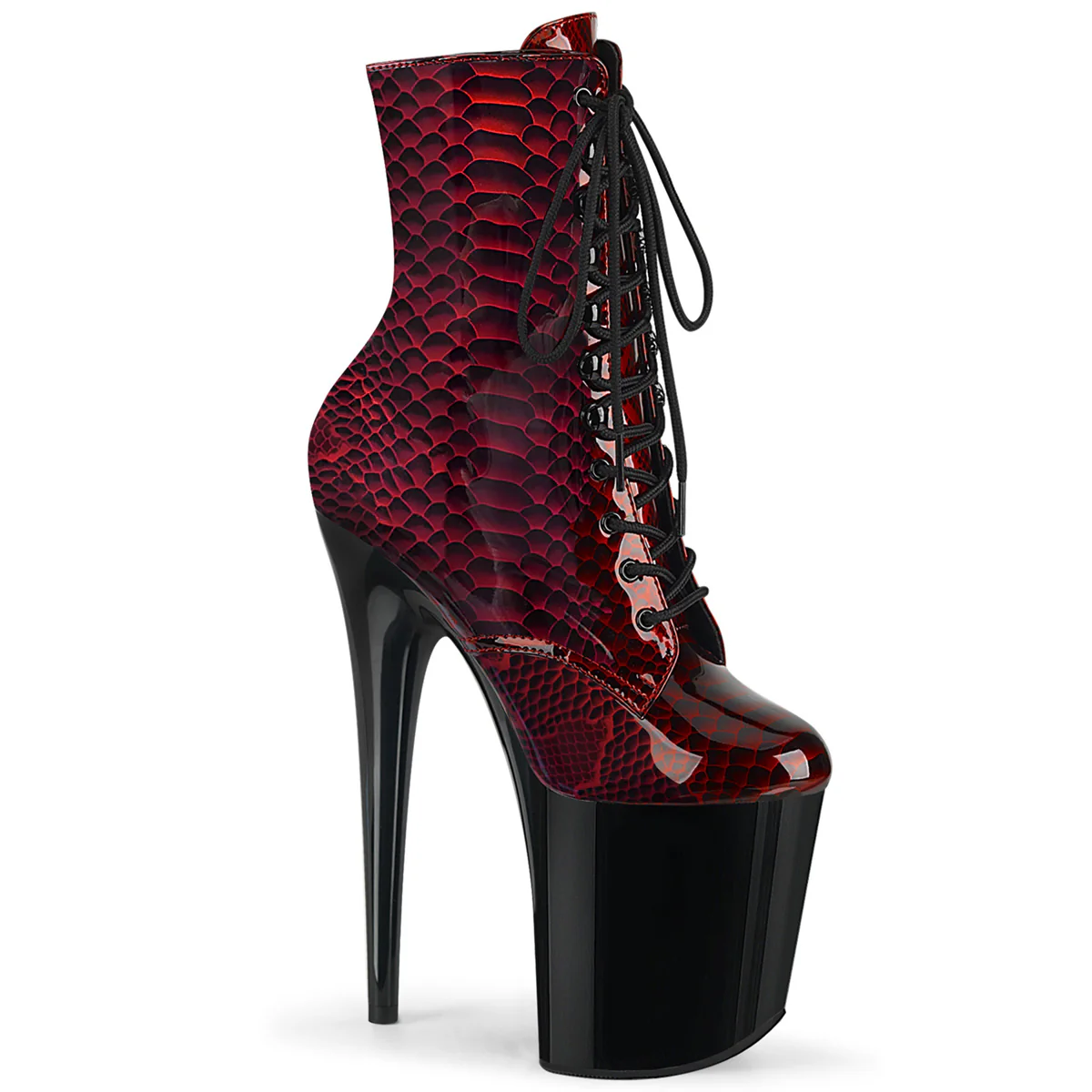 Red 8 Inch Statement High Ankle Boots - Pleaser FLAMINGO-1020SP - Image 6
