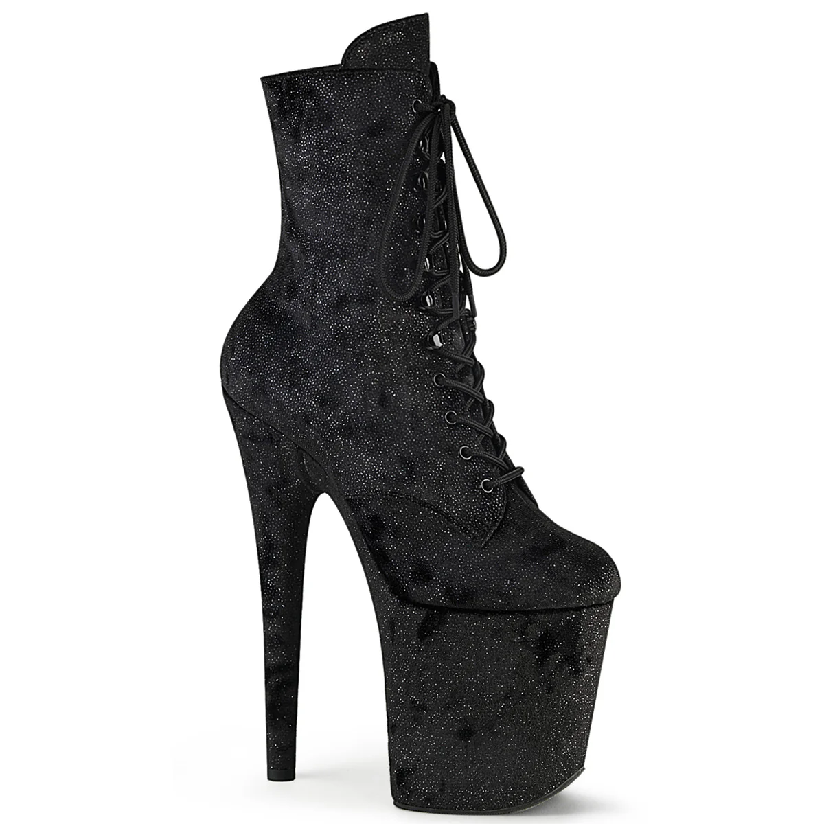 Black Fabric 8 Inch Exotic Dancing Ankle Boots - Pleaser FLAMINGO-1020WR