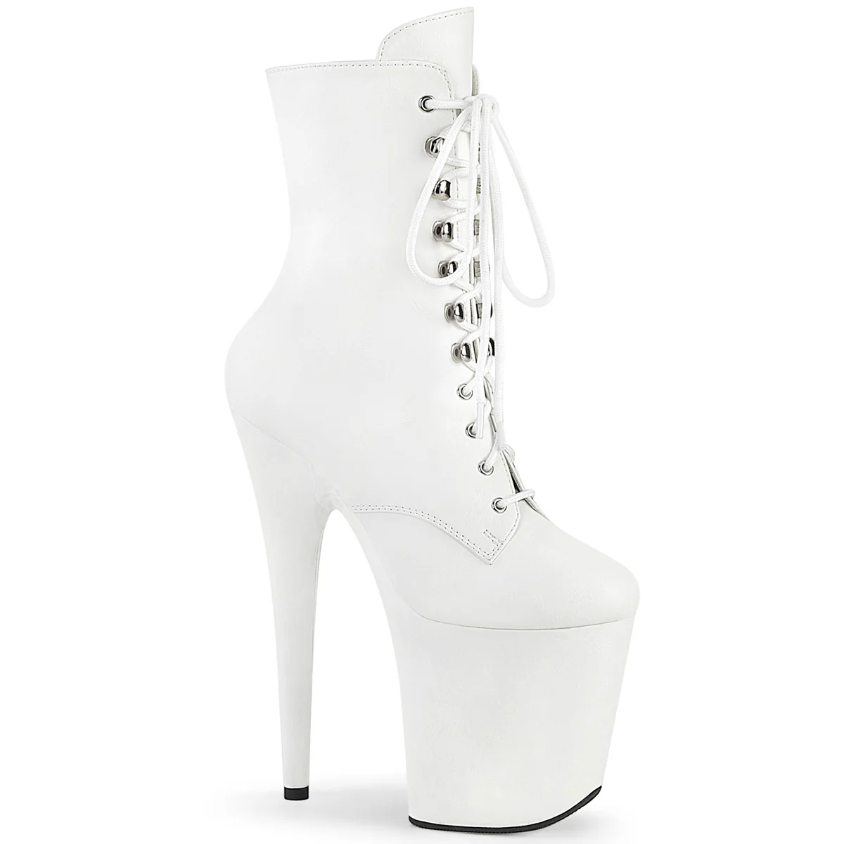 White 8 Inch Pole Heels Ankle Boots - Pleaser FLAMINGO-1020WR