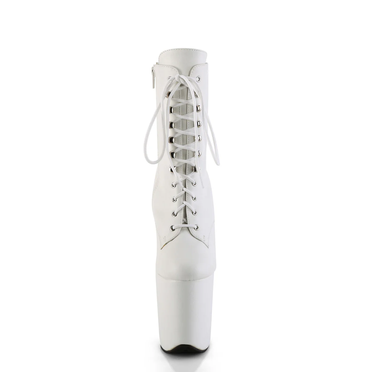 White 8 Inch Pole Heels Ankle Boots - Pleaser FLAMINGO-1020WR - Image 2