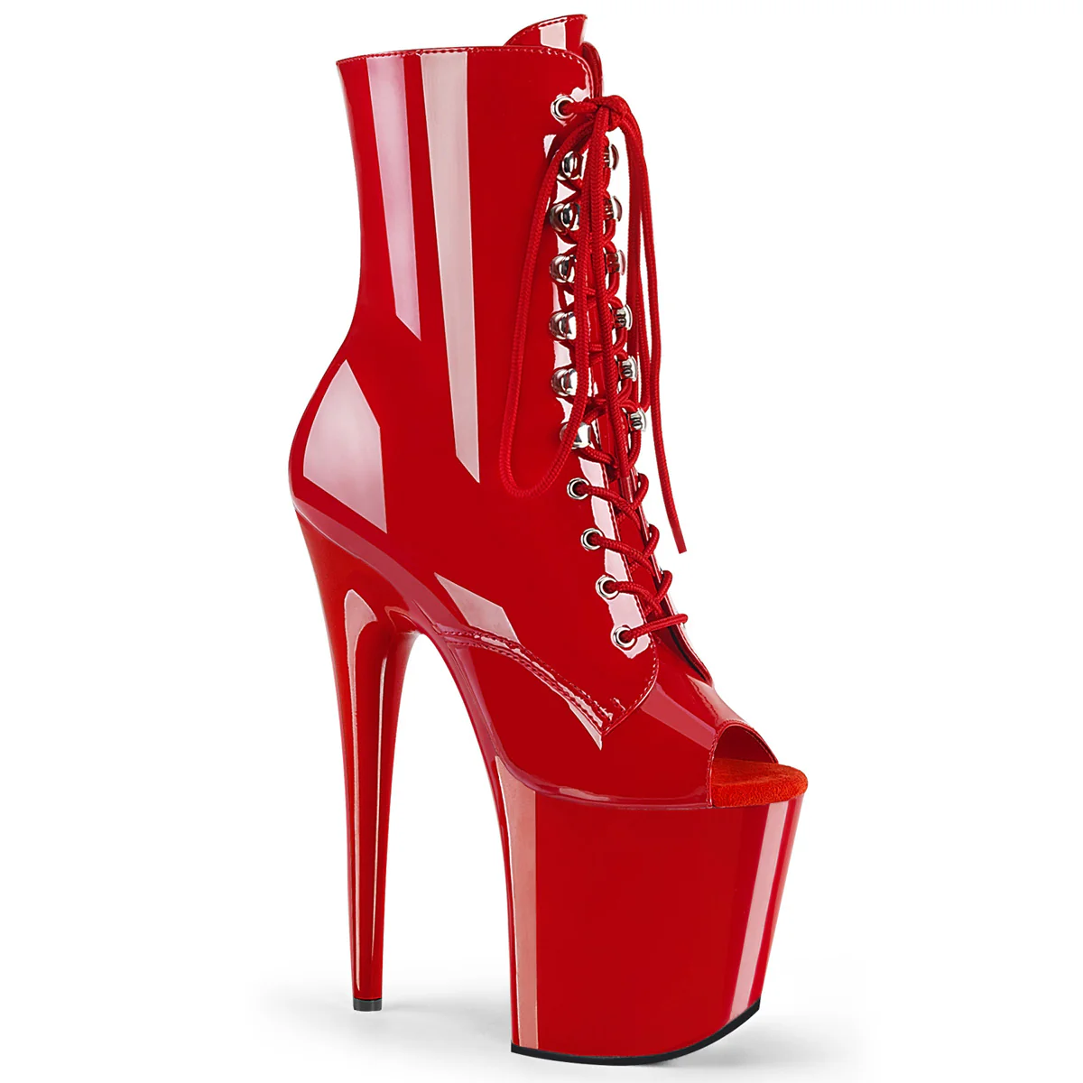 Red 8 Inch Exotic Dance Ankle Boots -  Pleaser FLAMINGO-1021 - Image 6