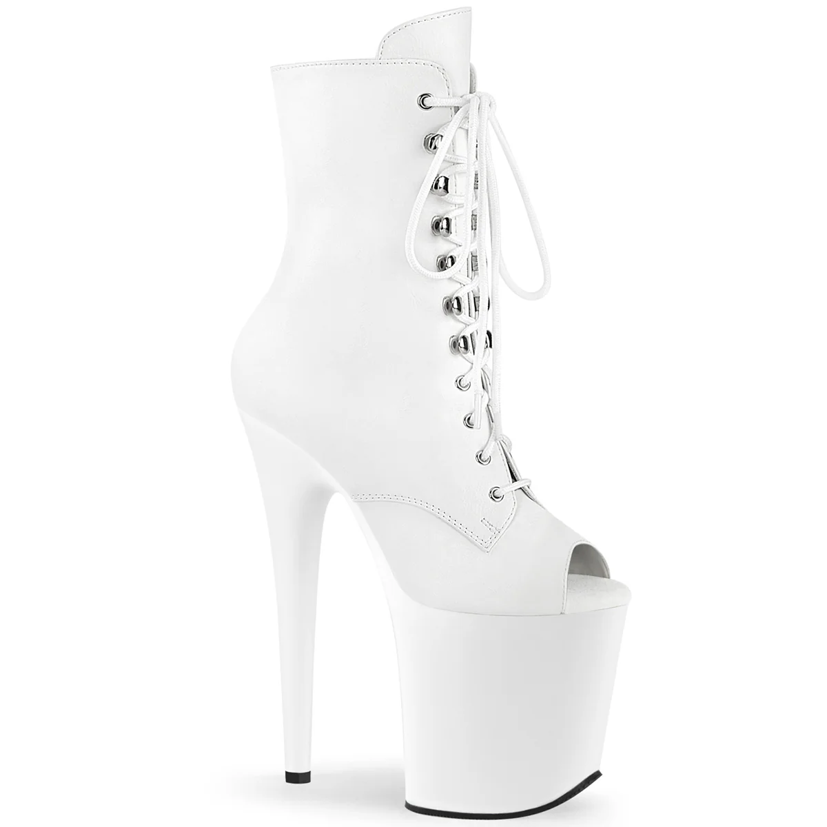 White 8 Inch Pole Dance Ankle Boots - Pleaser FLAMINGO-1021