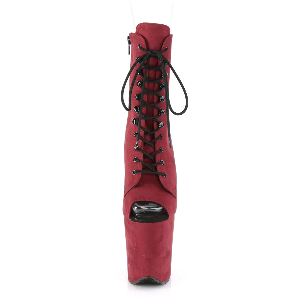 Burgundy 8 Inch Exotic Dancer Ankle Boots - Pleaser FLAMINGO-1021FS - Image 2