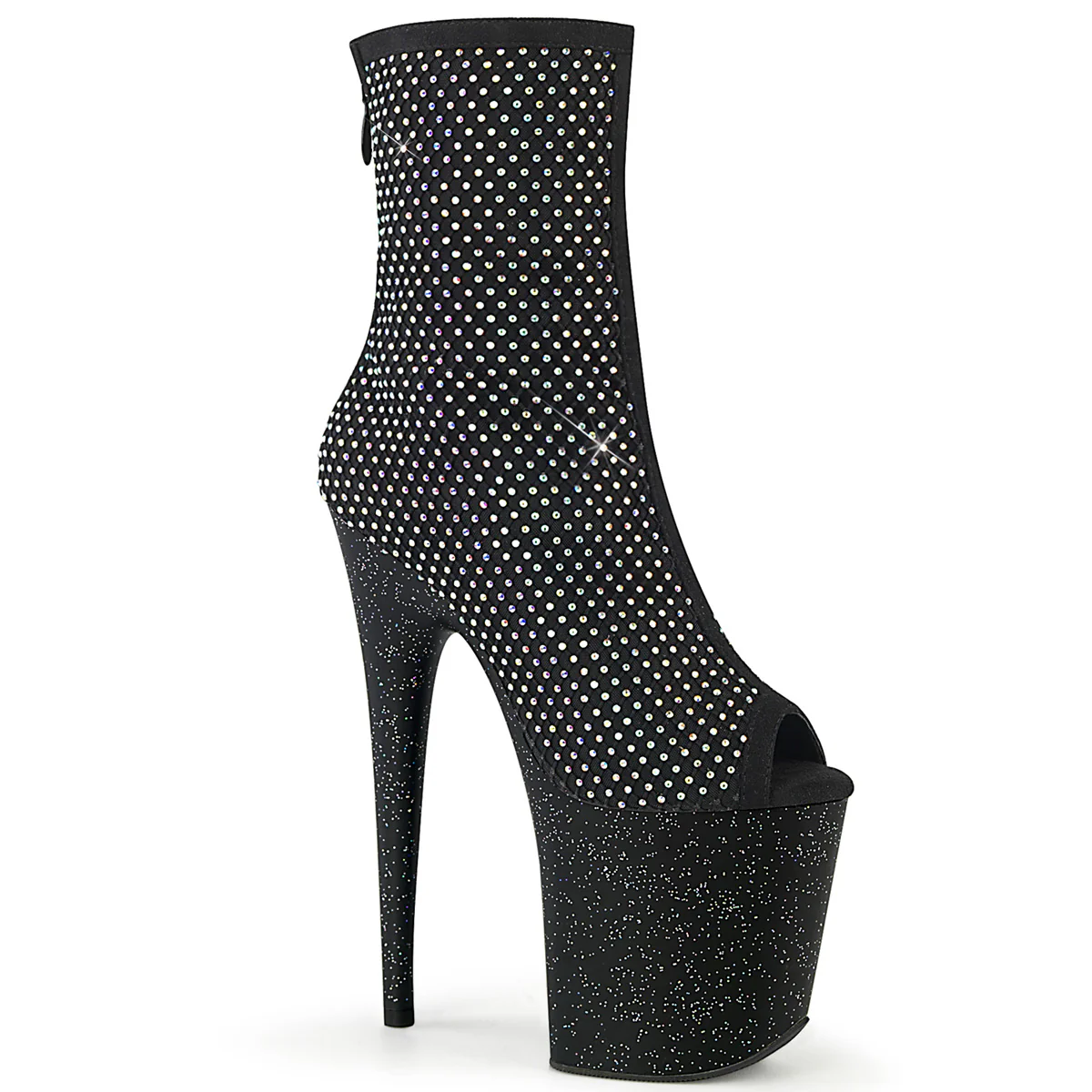 Black 8 Inch Pole Dance Ankle Boots -  Pleaser FLAMINGO-1031GM