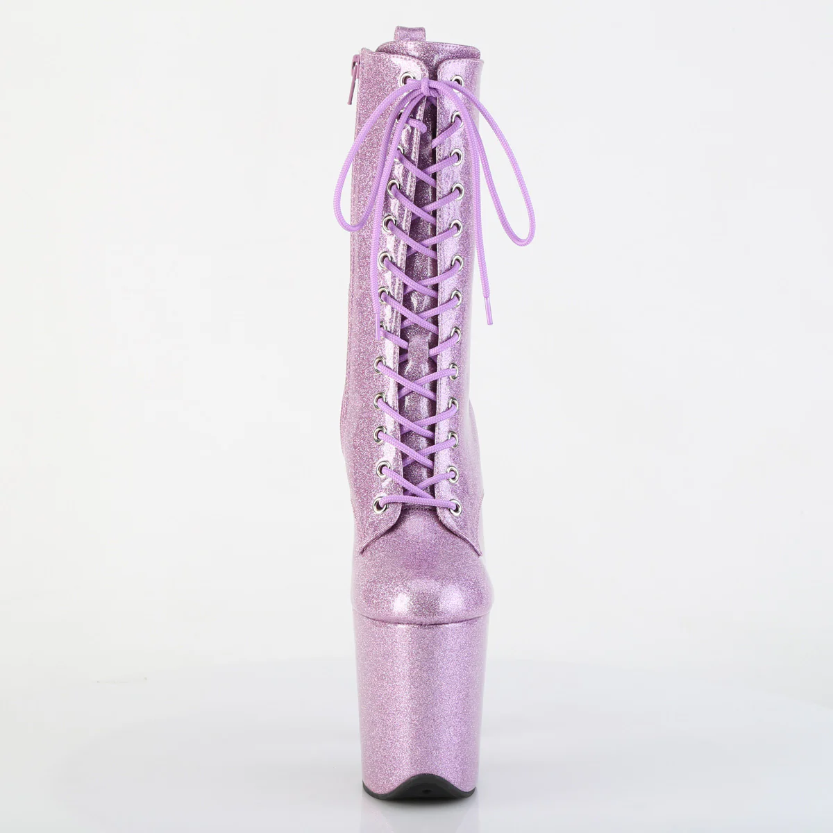 Lilac Glitter 8 Inch Pole Heels Ankle Boots -  Pleaser FLAMINGO-1040GP - Image 2