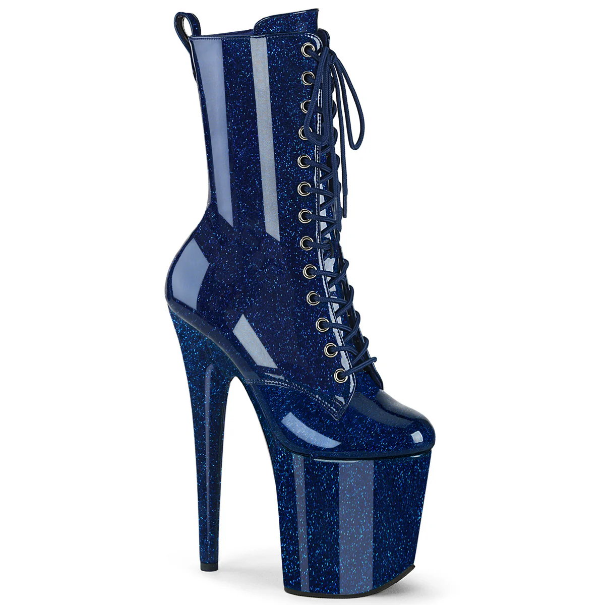 Navy Blue 8 Inch Pole Dancing Ankle Boots - Pleaser FLAMINGO-1040GP