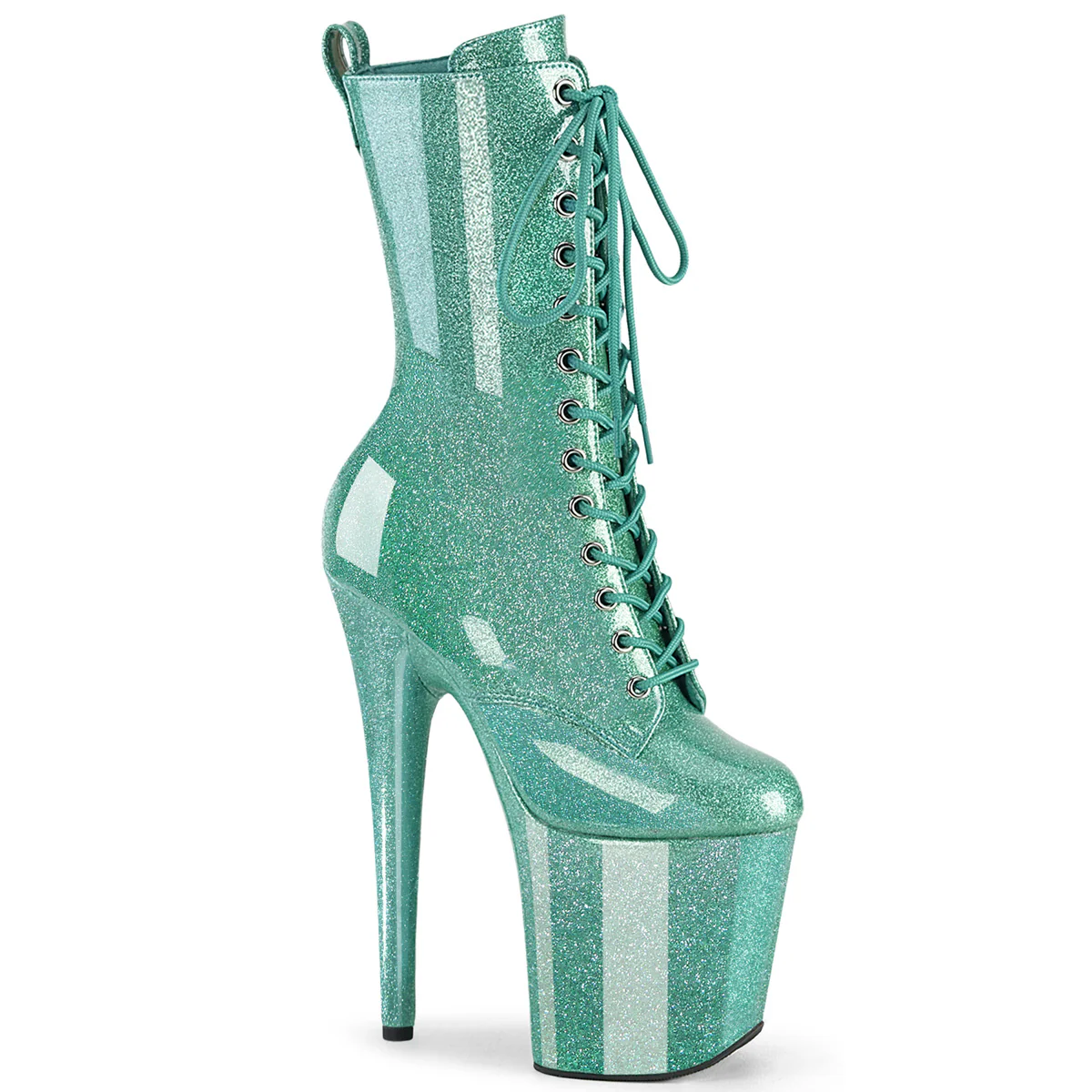 Aqua Glitter 8 Inch Platform Ankle Boots -  Pleaser FLAMINGO-1040GP