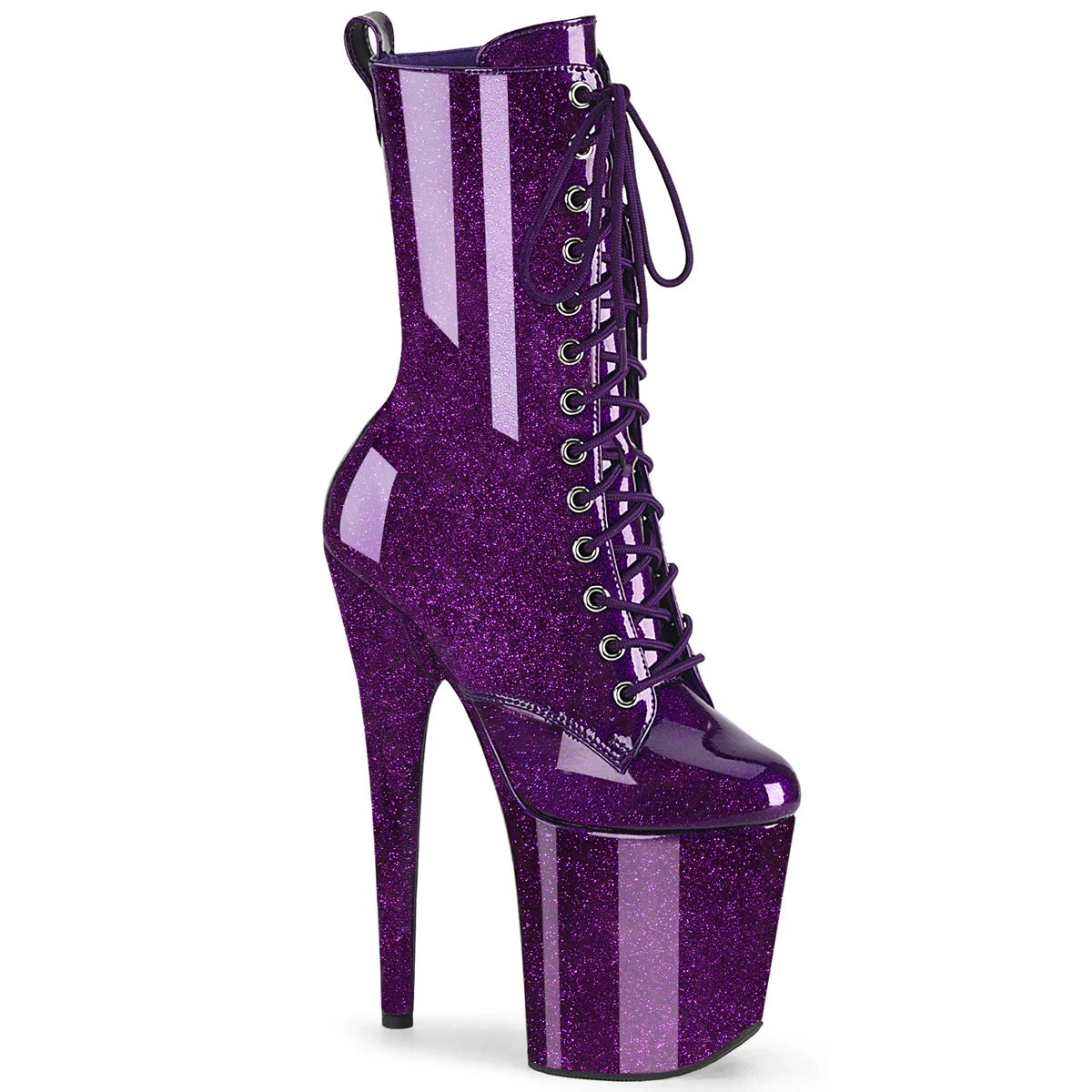 Purple Glitter 8 Inch Exotic Dancer Ankle Boots - Pleaser FLAMINGO-1040GP