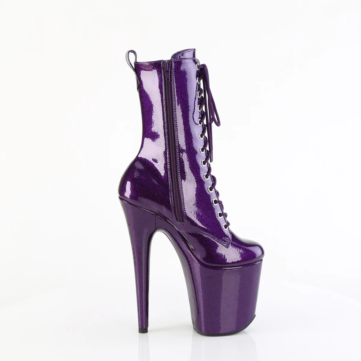 Purple Glitter 8 Inch Exotic Dancer Ankle Boots - Pleaser FLAMINGO-1040GP - Image 5