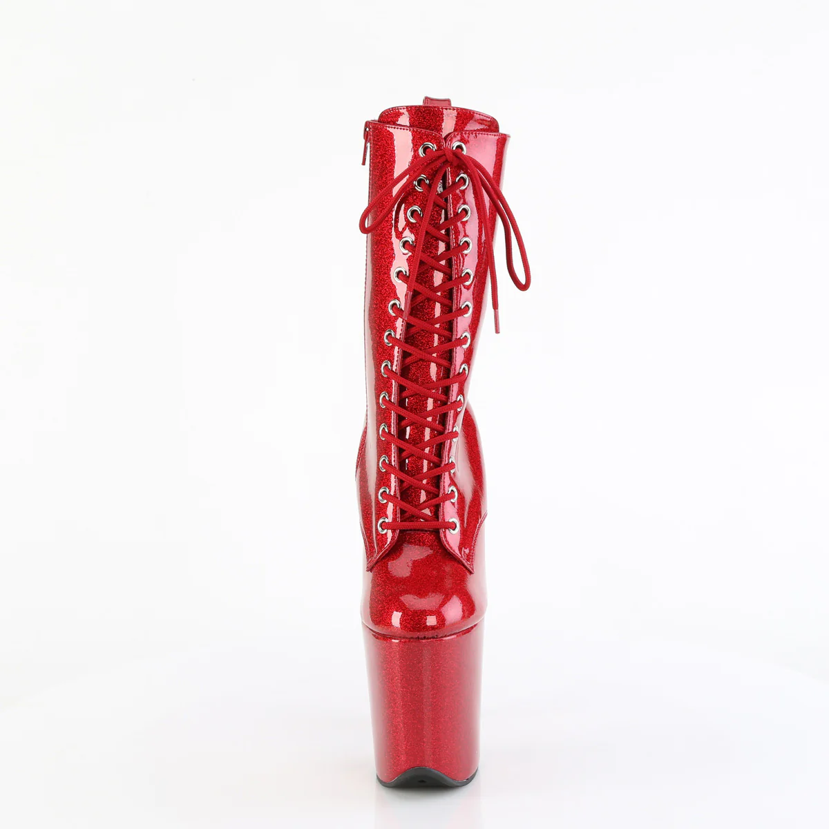 Red Glitter 8 Inch Pole Dance Ankle Boots - Pleaser FLAMINGO-1040GP - Image 2