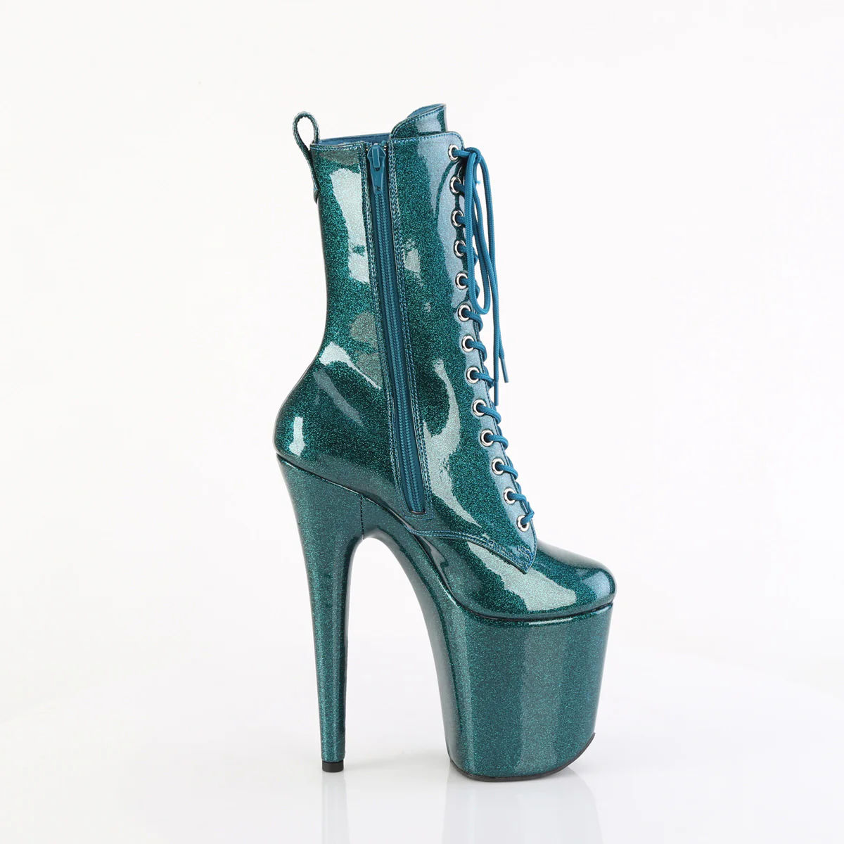 Teal Glitter 8 Inch Dancer Platform Ankle Boots -  Pleaser FLAMINGO-1040GP - Image 5