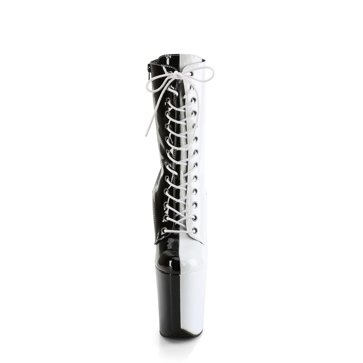 Black White 8 Inch Platform Pole Ankle Boots - Pleaser FLAMINGO-1040TT - Image 2