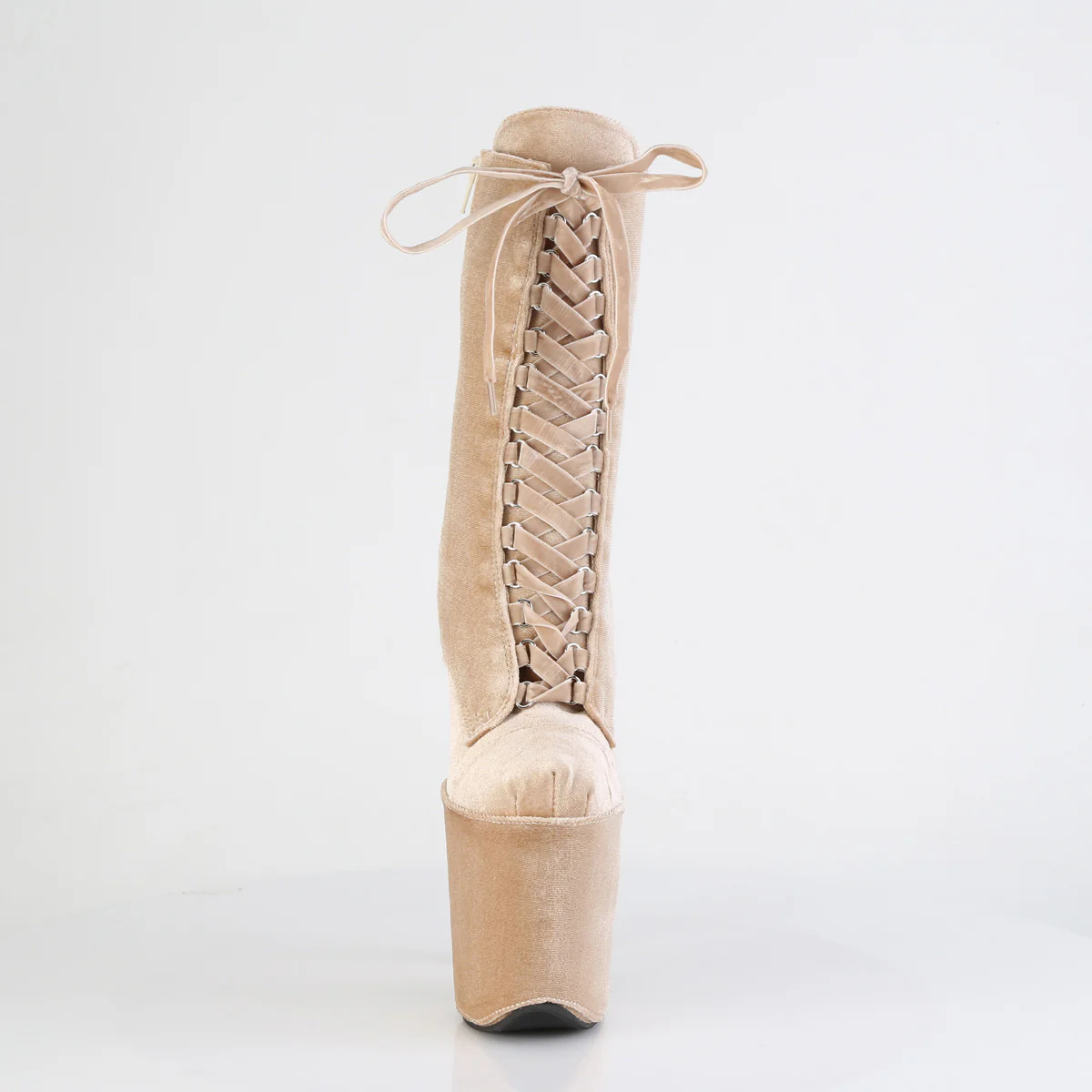 Cream 8 Inch Pole Dance Ankle Boots - Pleaser FLAMINGO-1045VEL - Image 2