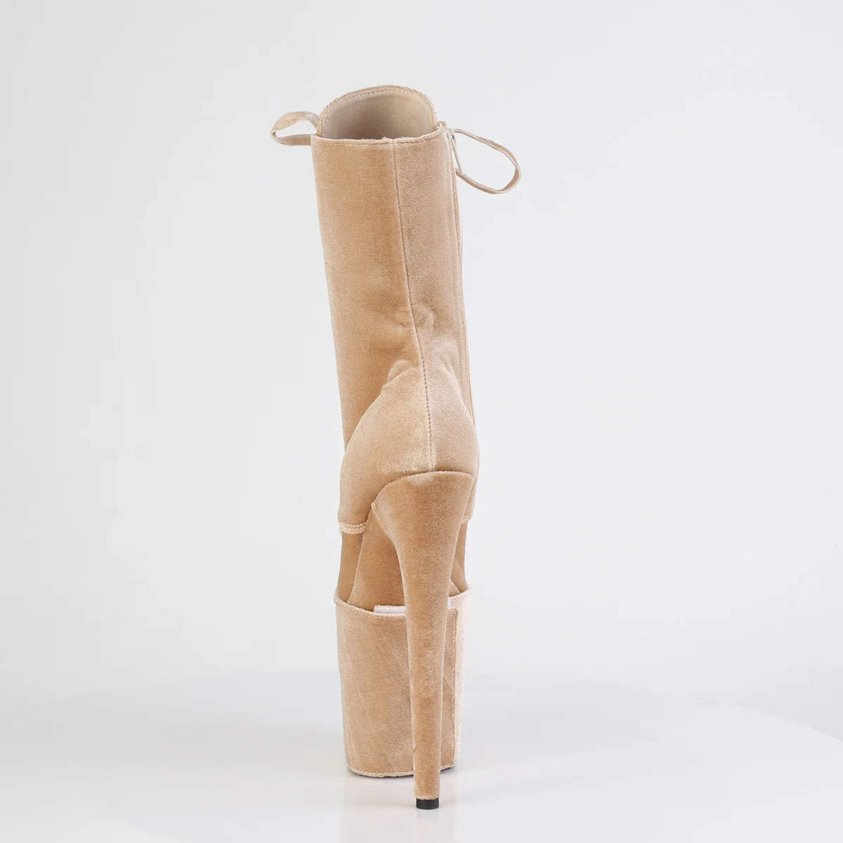 Cream 8 Inch Pole Dance Ankle Boots - Pleaser FLAMINGO-1045VEL - Image 4