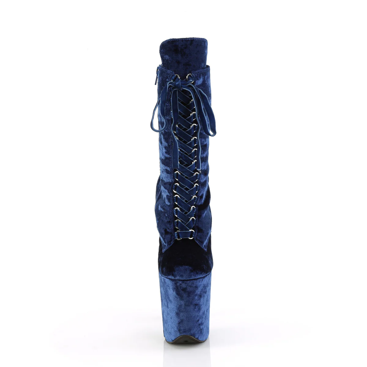 Navy Blue 8 Inch Pole Dance Ankle Boots - Pleaser FLAMINGO-1045VEL - Image 2