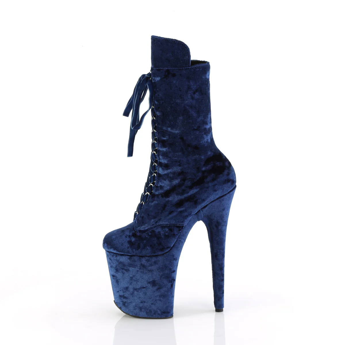 Navy Blue 8 Inch Pole Dance Ankle Boots - Pleaser FLAMINGO-1045VEL - Image 3