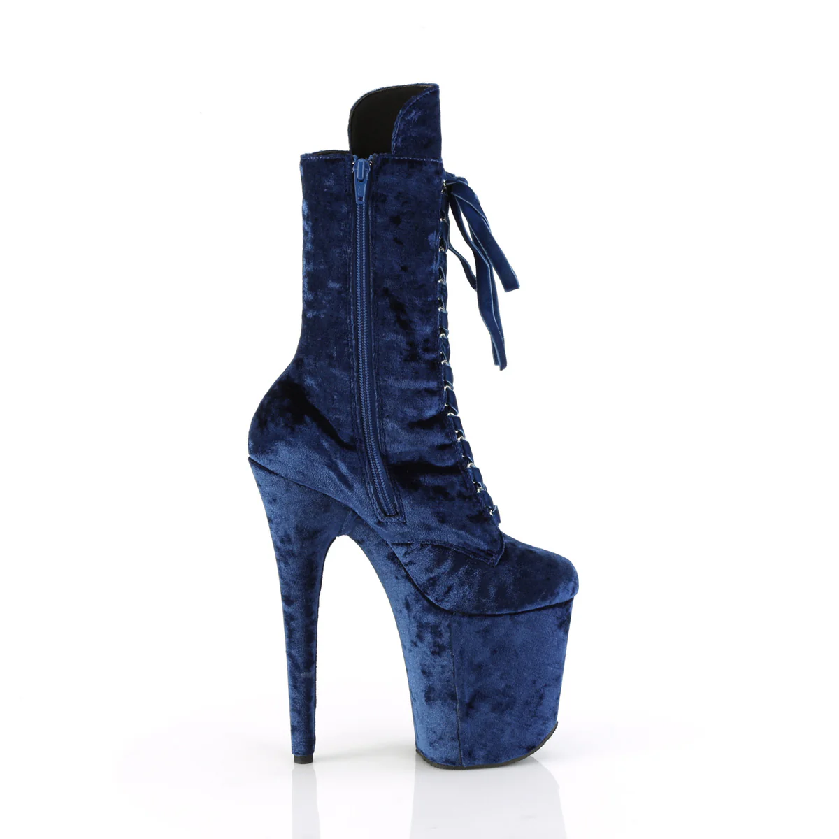 Navy Blue 8 Inch Pole Dance Ankle Boots - Pleaser FLAMINGO-1045VEL - Image 5