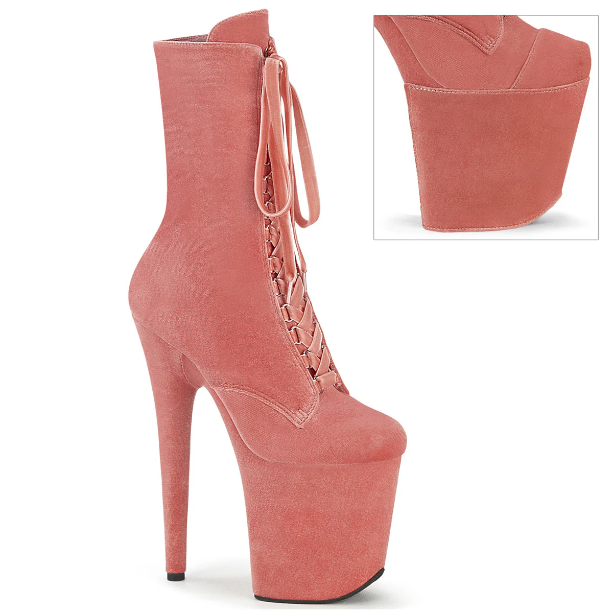Dusty Pink 8 Inch Exotic Dance Ankle Boots - Pleaser FLAMINGO-1045VEL
