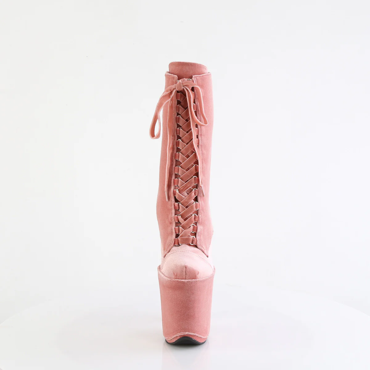 Dusty Pink 8 Inch Exotic Dance Ankle Boots - Pleaser FLAMINGO-1045VEL - Image 2