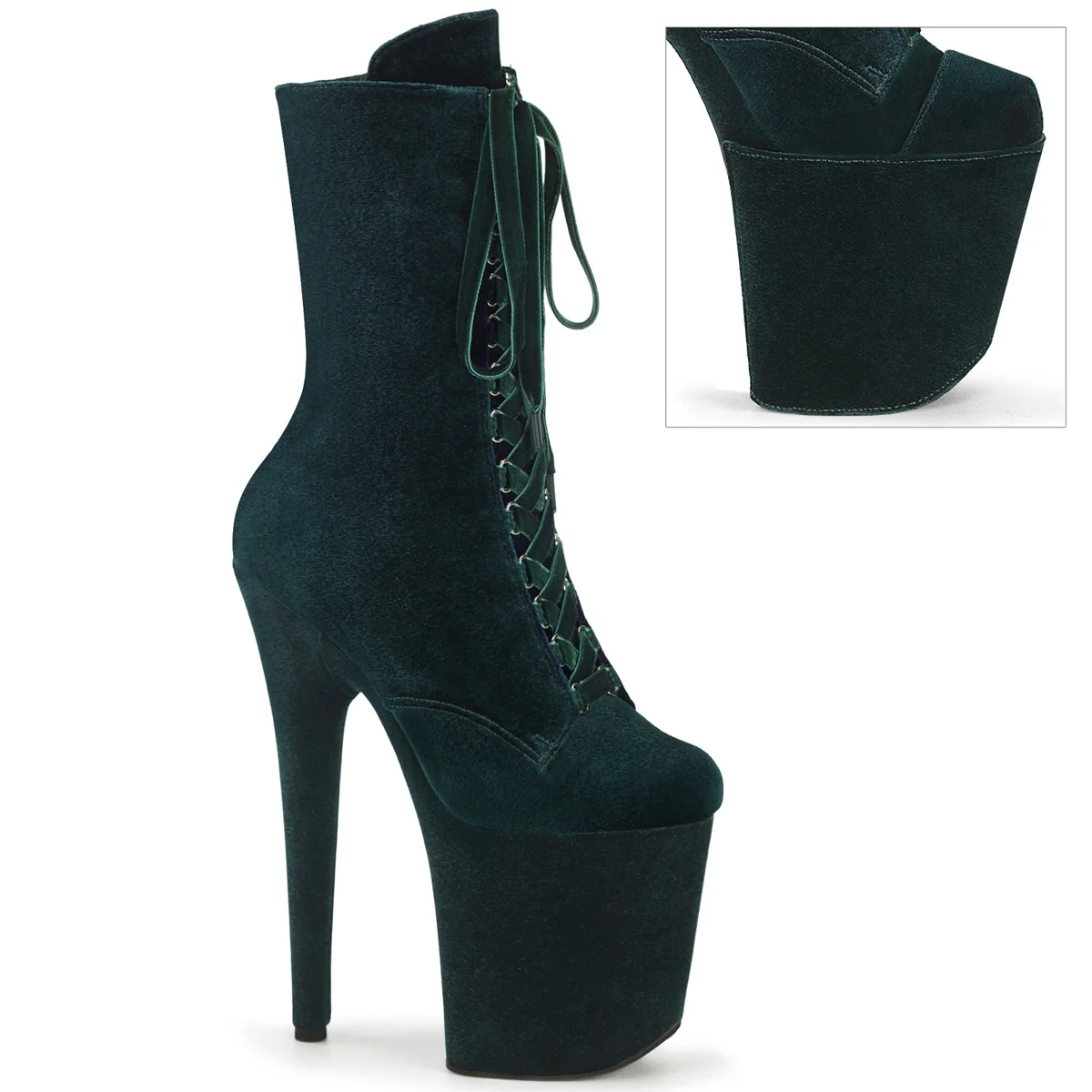 Emerald Green 8 Inch Strippers Ankle Boots -  Pleaser FLAMINGO-1045VEL