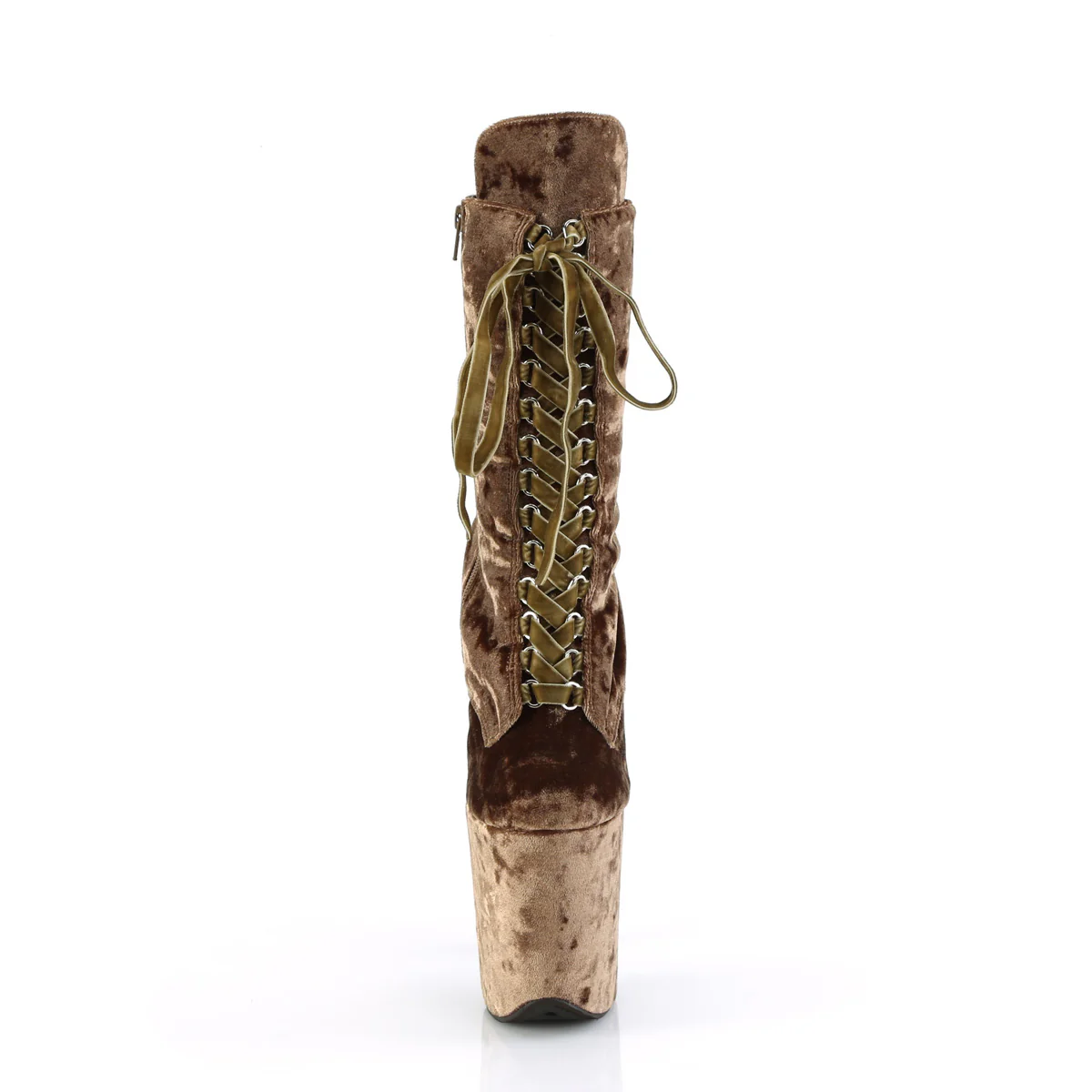 Khaki Velvet 8 Inch Exotic Dancing Ankle Boots - Pleaser FLAMINGO-1045VEL - Image 2