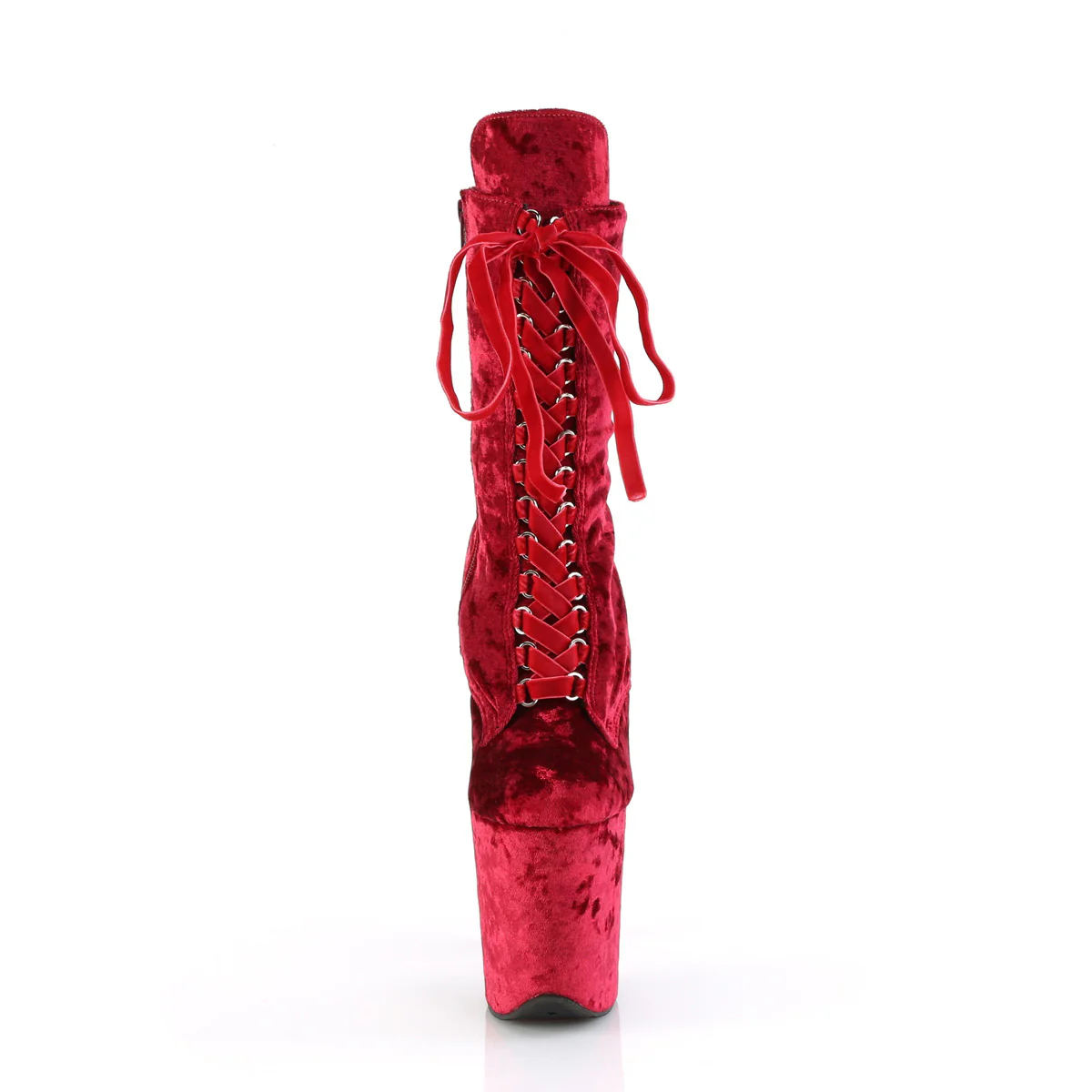 Red 8 Inch Platform Dancer Ankle Boots -  Pleaser FLAMINGO-1045VEL - Image 2