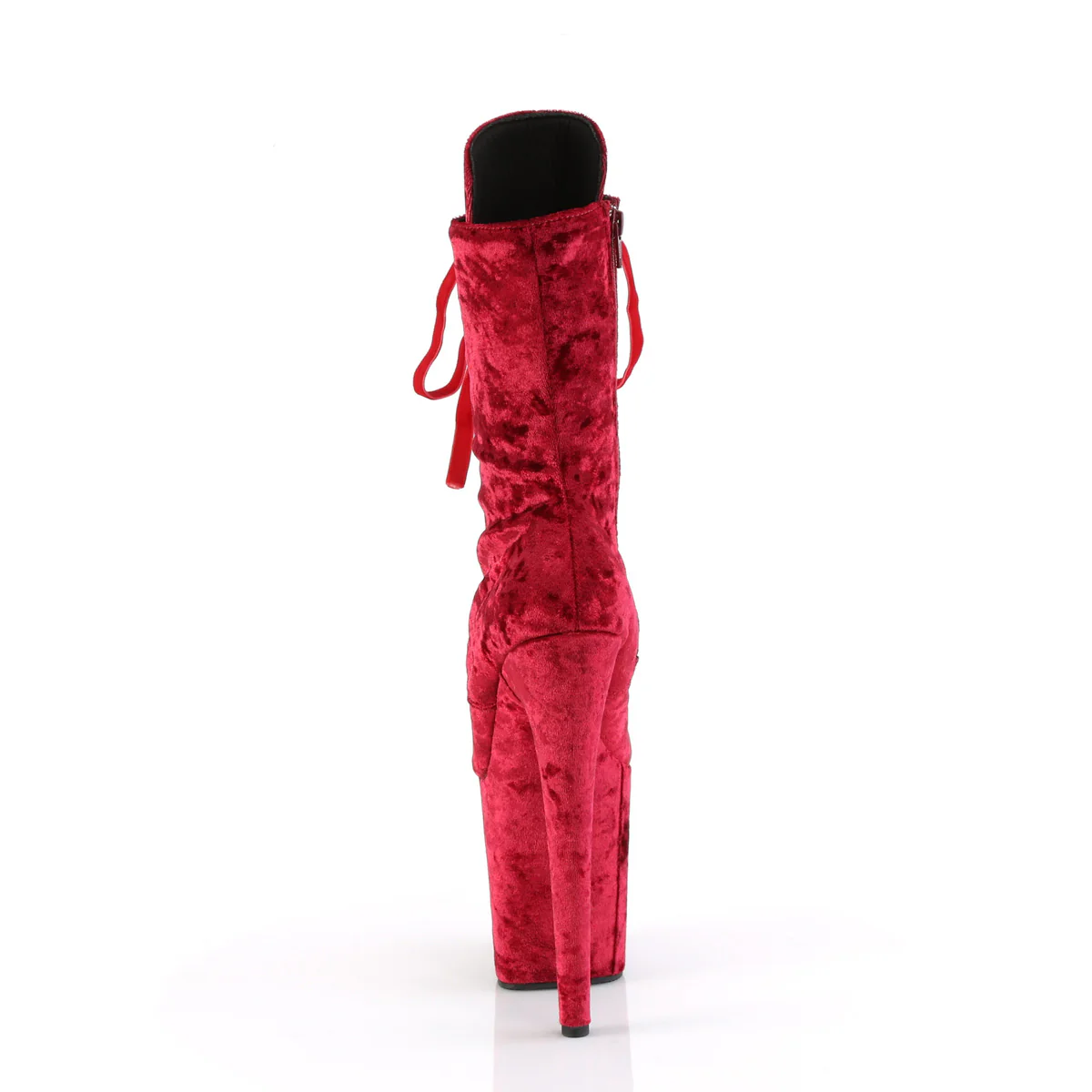 Red 8 Inch Platform Dancer Ankle Boots -  Pleaser FLAMINGO-1045VEL - Image 4