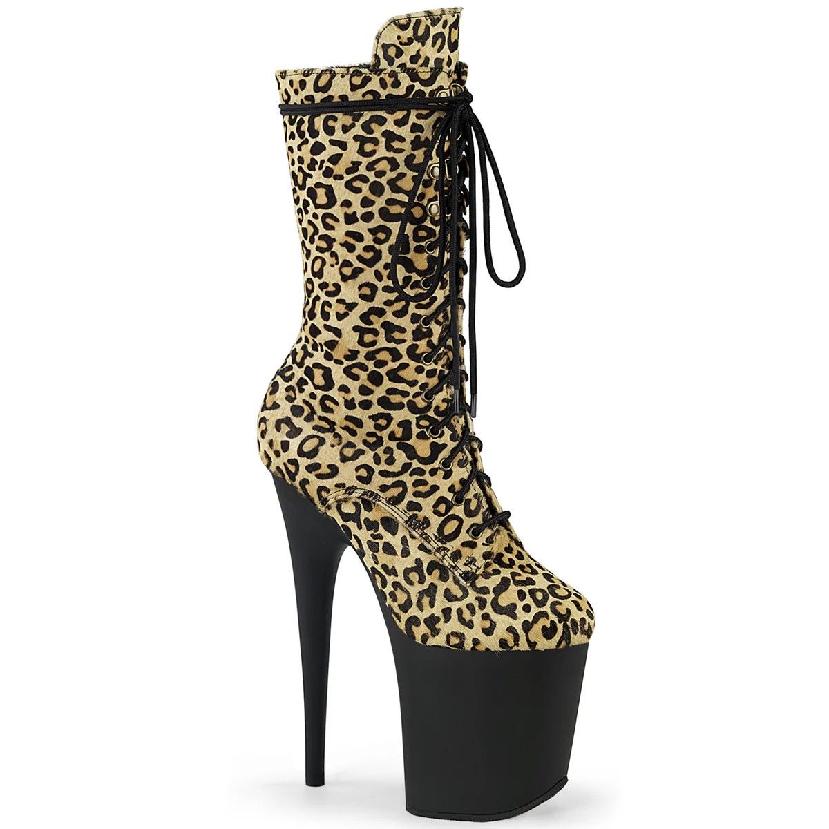 Leopard Print 8 Inch Pole Dance Ankle Boots -  Pleaser FLAMINGO-1050LP