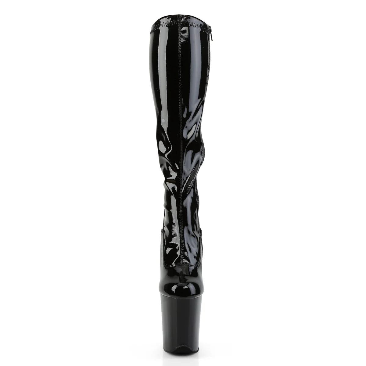 Black Patent 8 Inch Platform Pole Knee Boots -  Pleaser FLAMINGO-2000 - Image 2