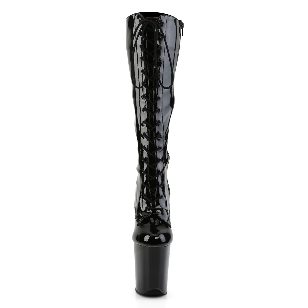 Black Patent 8 Inch Platform Dancer Knee Boots -  Pleaser FLAMINGO-2023 - Image 2