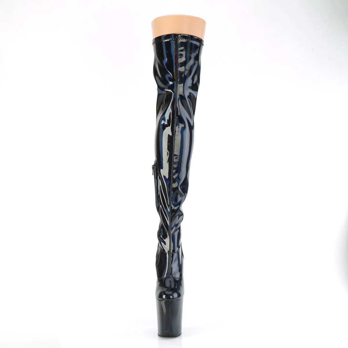 Black Holo 8 Inch Exotic Dance Thigh High boots - Pleaser FLAMINGO-3000HWR - Image 2
